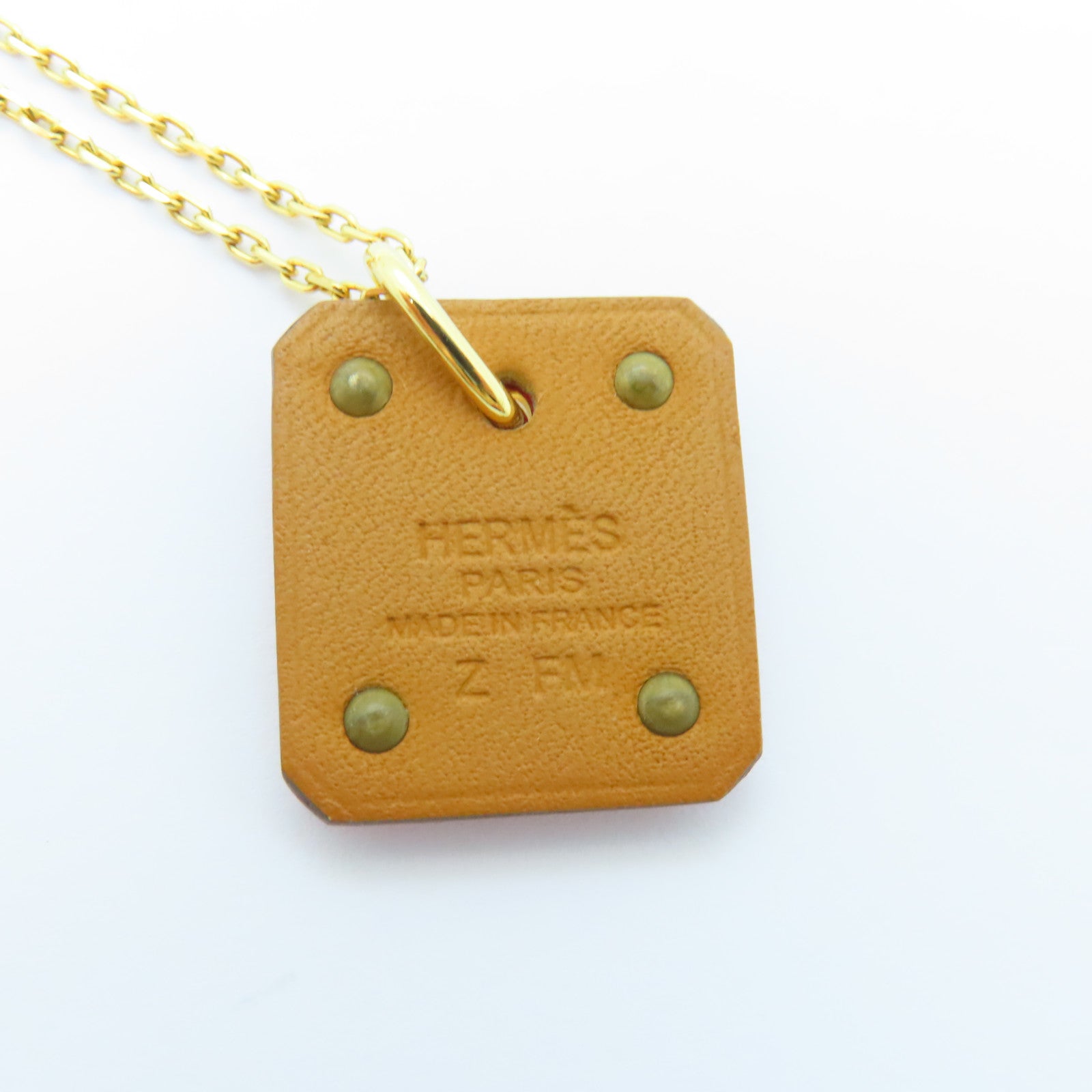 HERMES Swift皮革/金屬As De Coeur Necklace項鍊紅色/金色