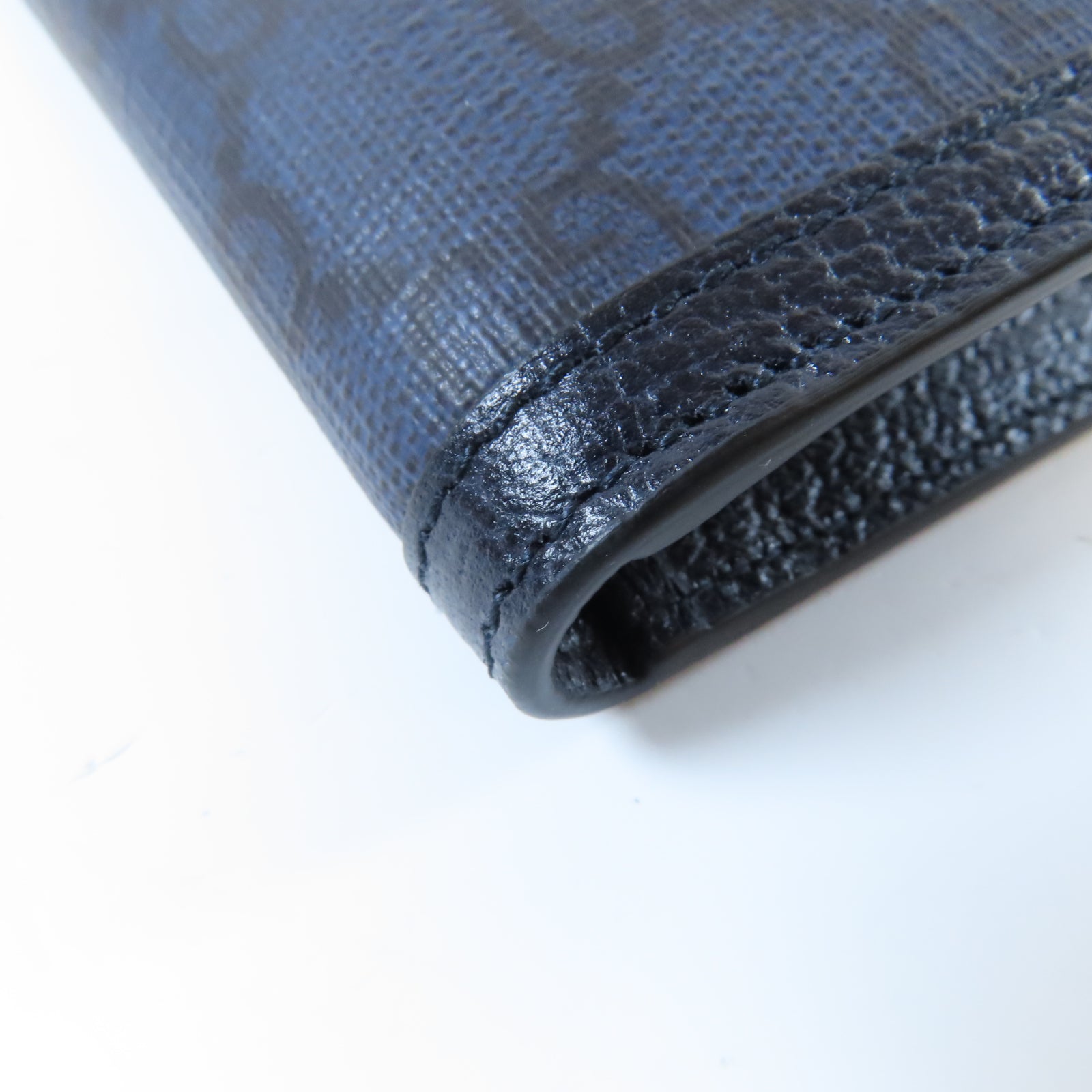 GUCCI 塗層帆布Card Case銀扣卡片套藍色