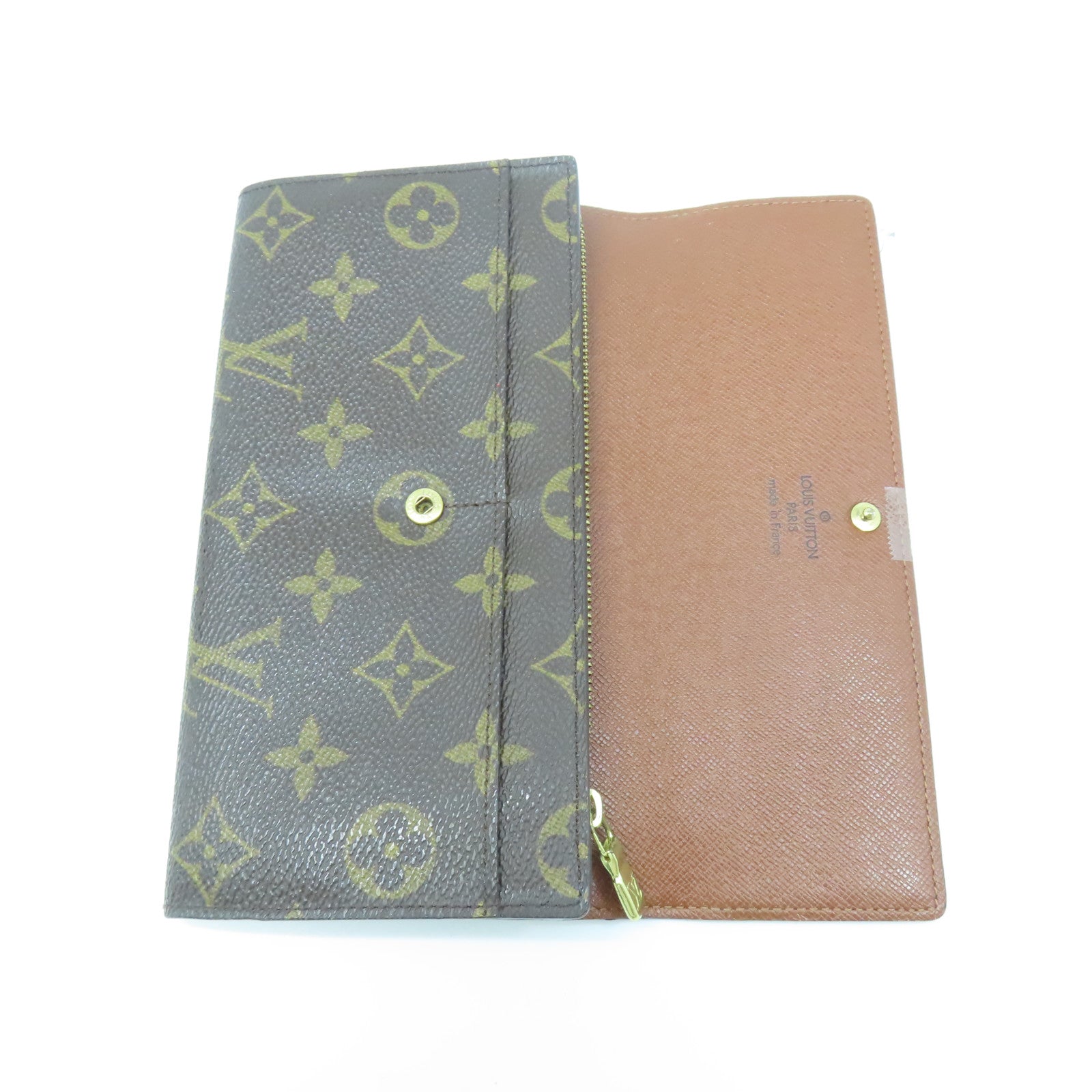 LOUIS VUITTON Monogram Long Wallet Gold Buckle Long Wallet Brown