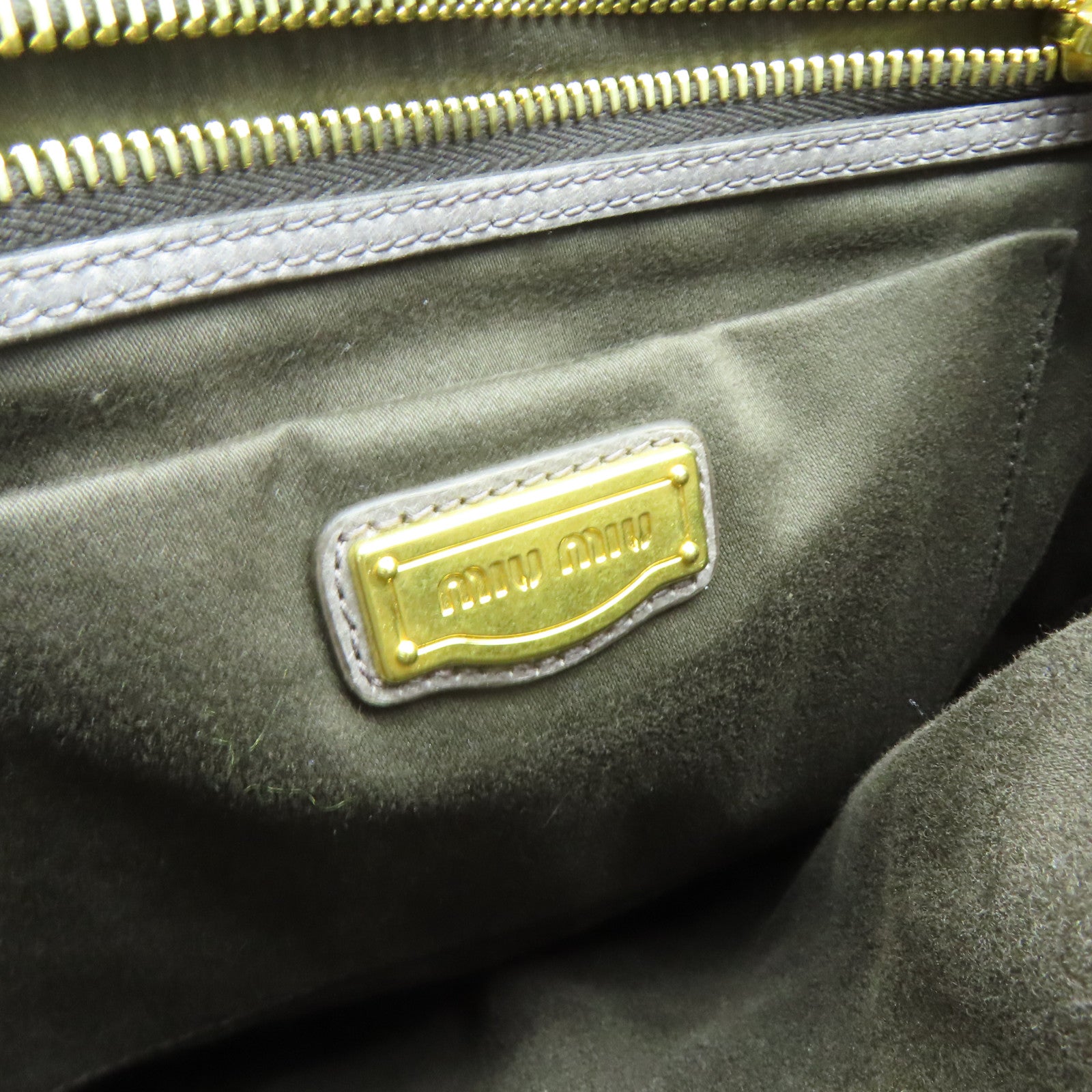 Miu Miu 牛皮皮革2 Way Shoulder Bag金扣手挽肩背兩用袋灰色