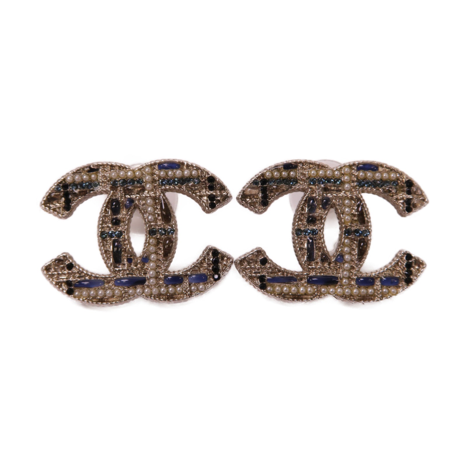 CHANEL 金屬Earrings耳環銀色/黑色/藍色
