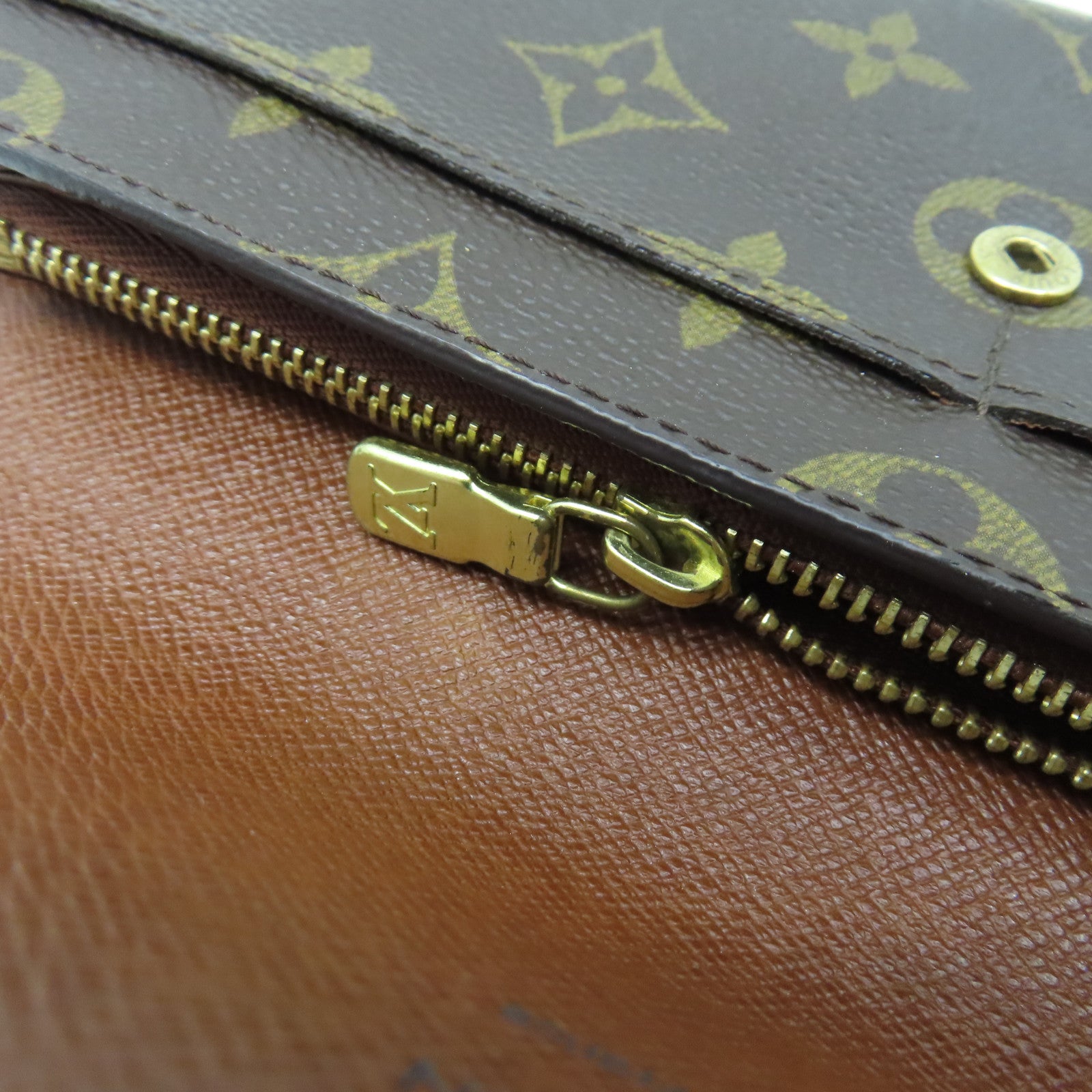 LOUIS VUITTON Monogram Long Wallet Gold Buckle Long Wallet Brown