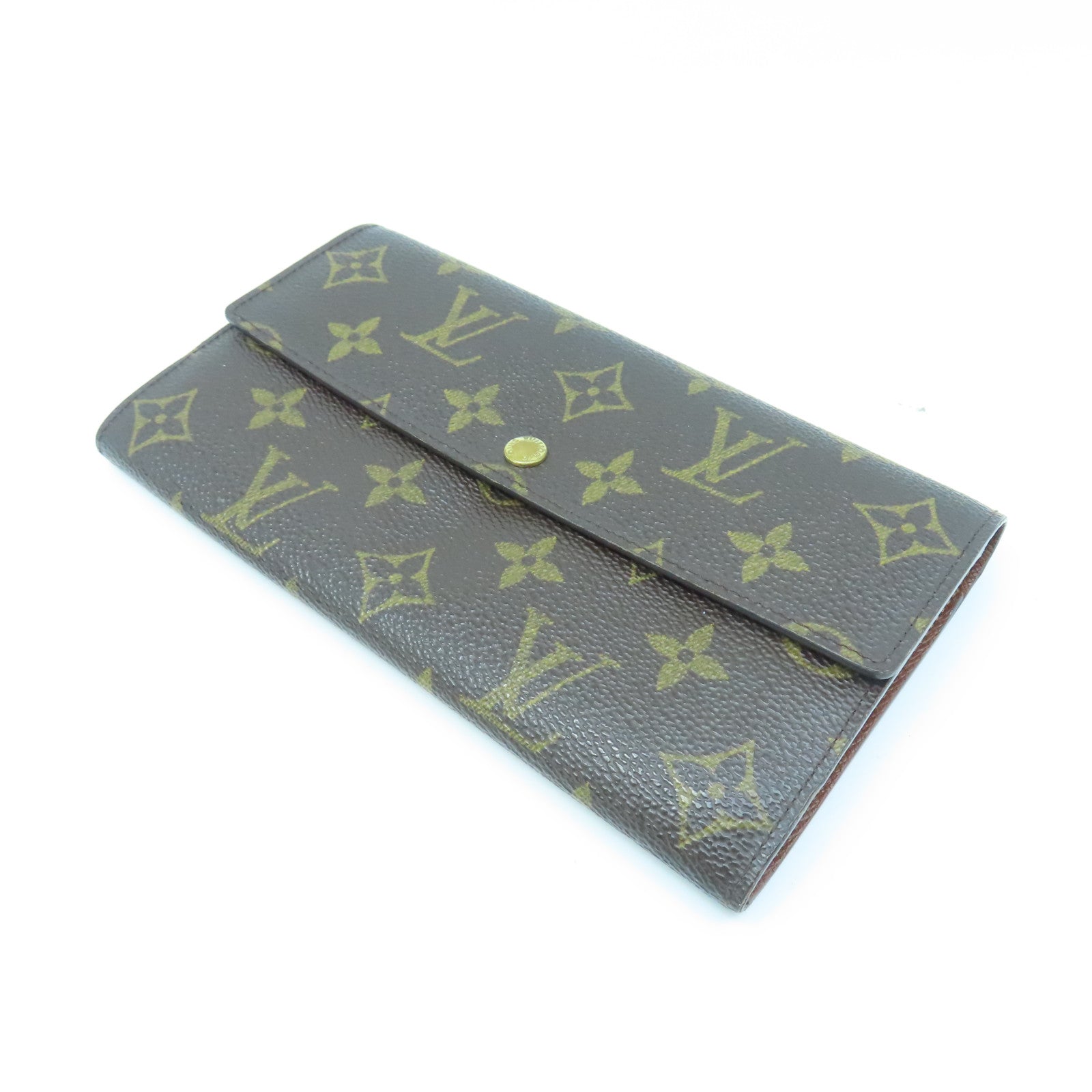 LOUIS VUITTON Monogram Long Wallet Gold Buckle Long Wallet Brown