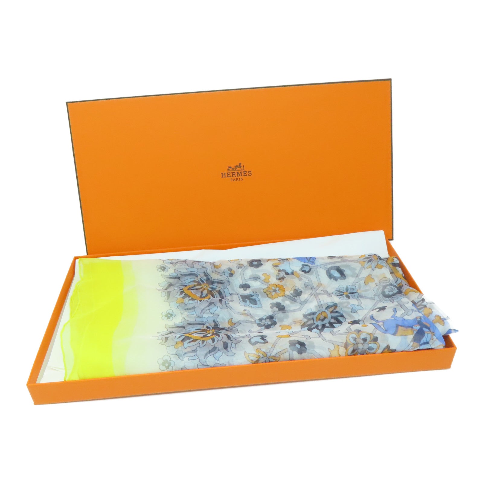 HERMES 絲質Scarf絲巾黃色