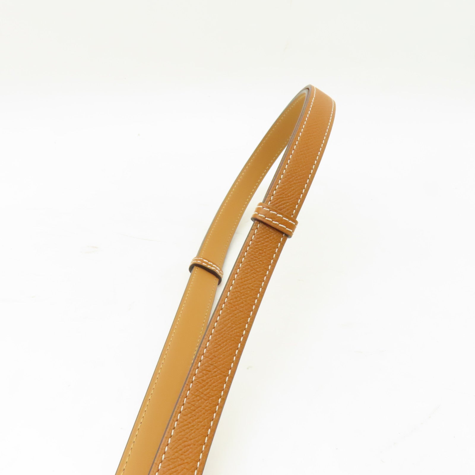 HERMES 【激減優惠】Epsom皮革Kelly銀扣皮帶啡色
