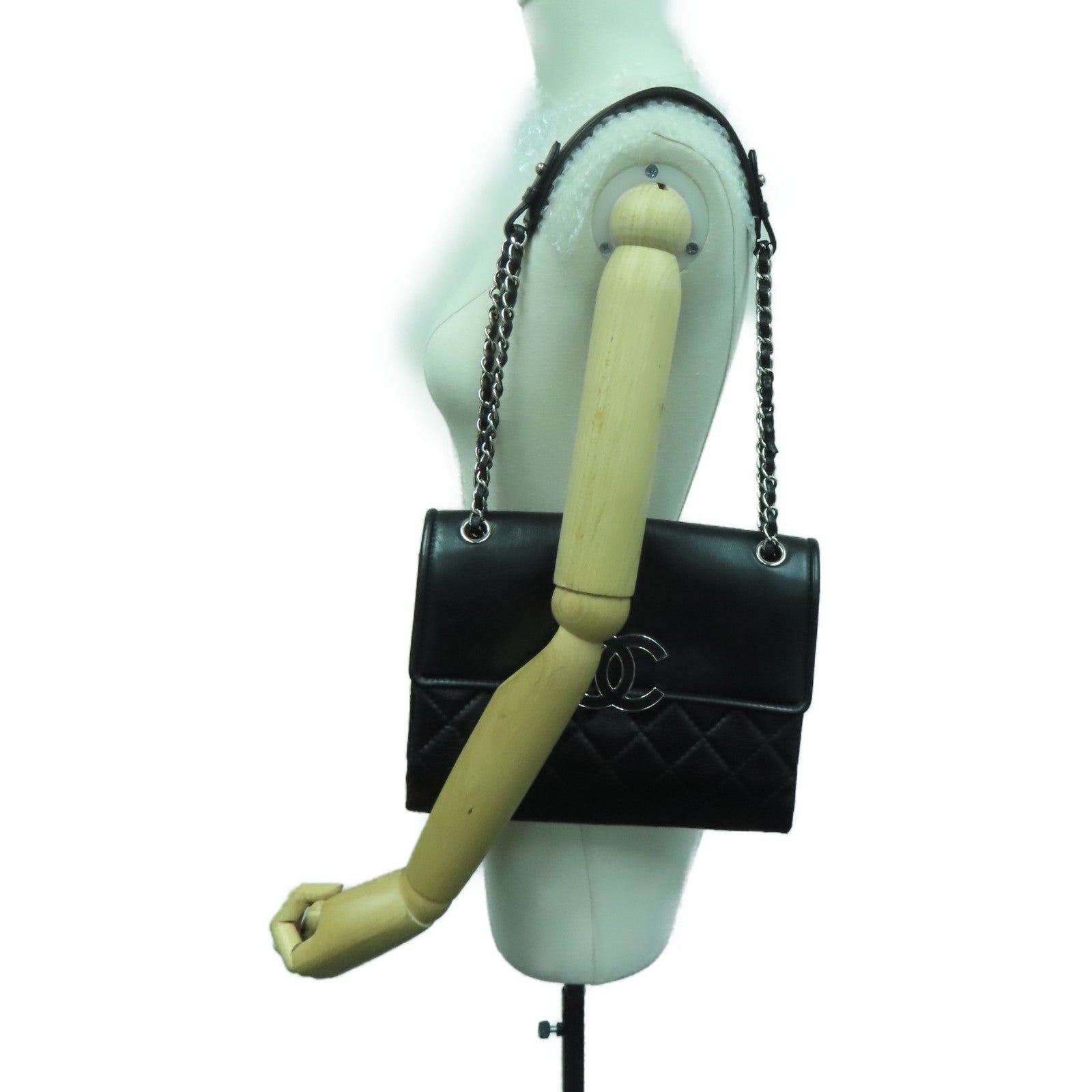CHANEL 【激减优惠】Agedcalf皮革Shoulder Bag肩背袋黑色