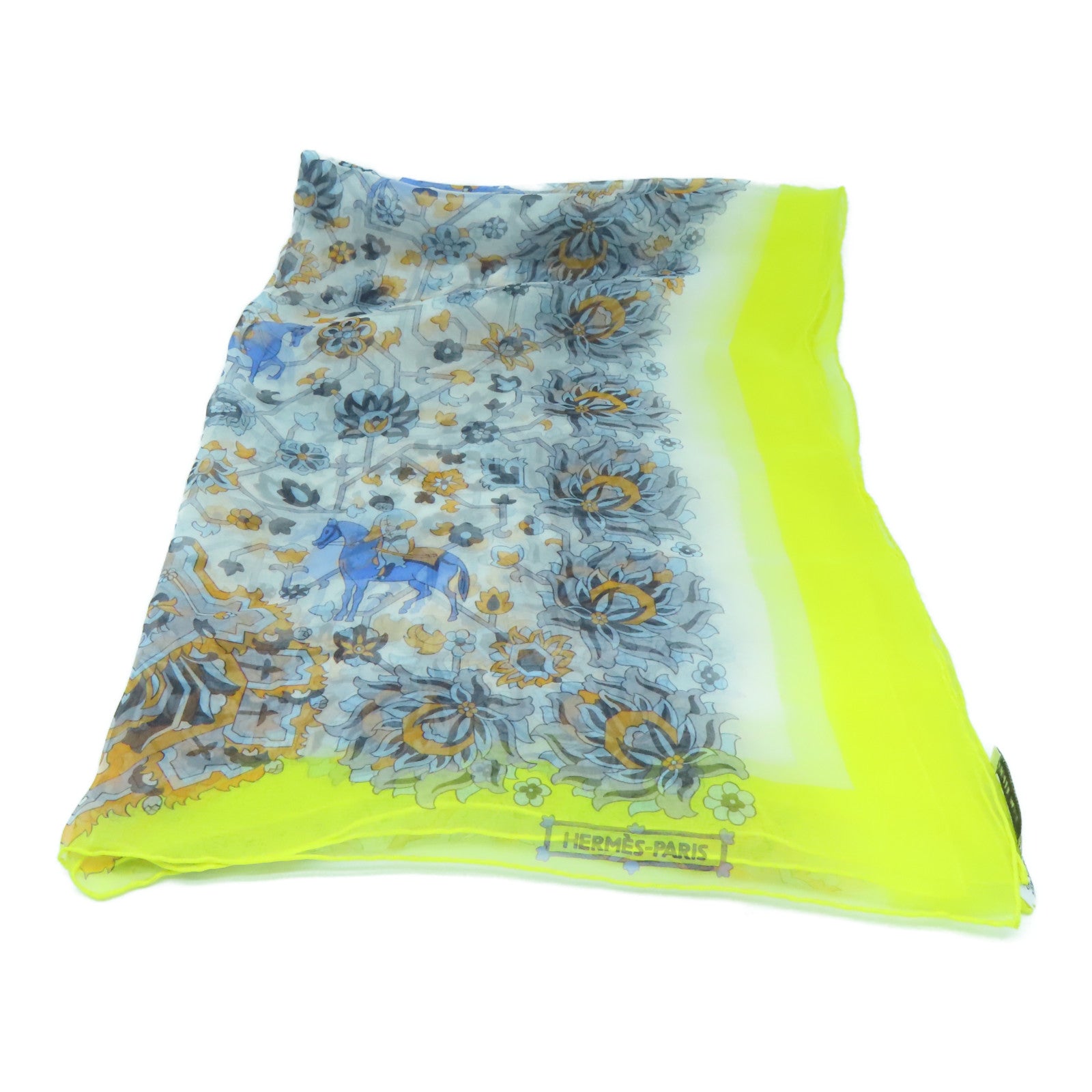 HERMES 絲質Scarf絲巾黃色