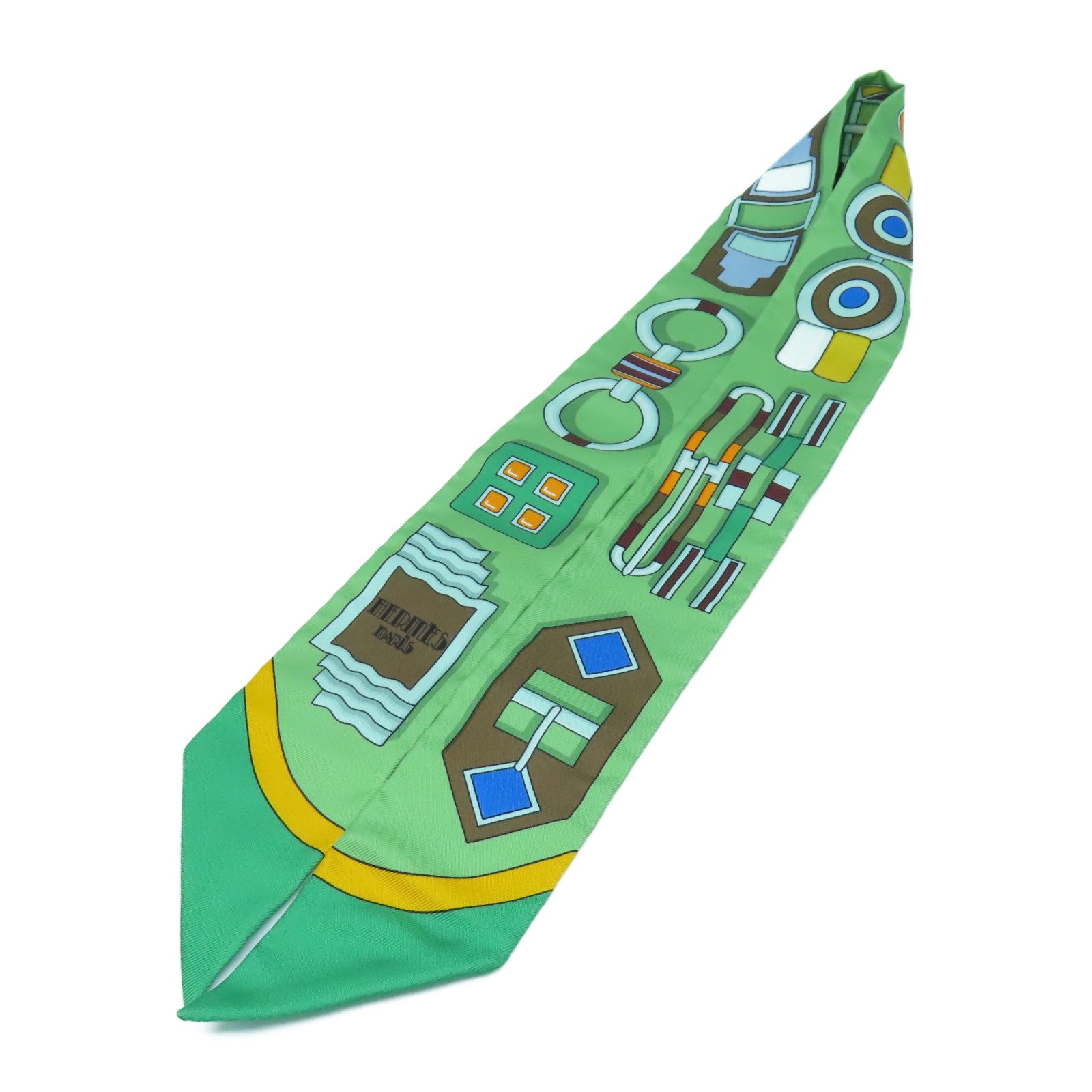 HERMES 丝质Twilly丝巾绿色