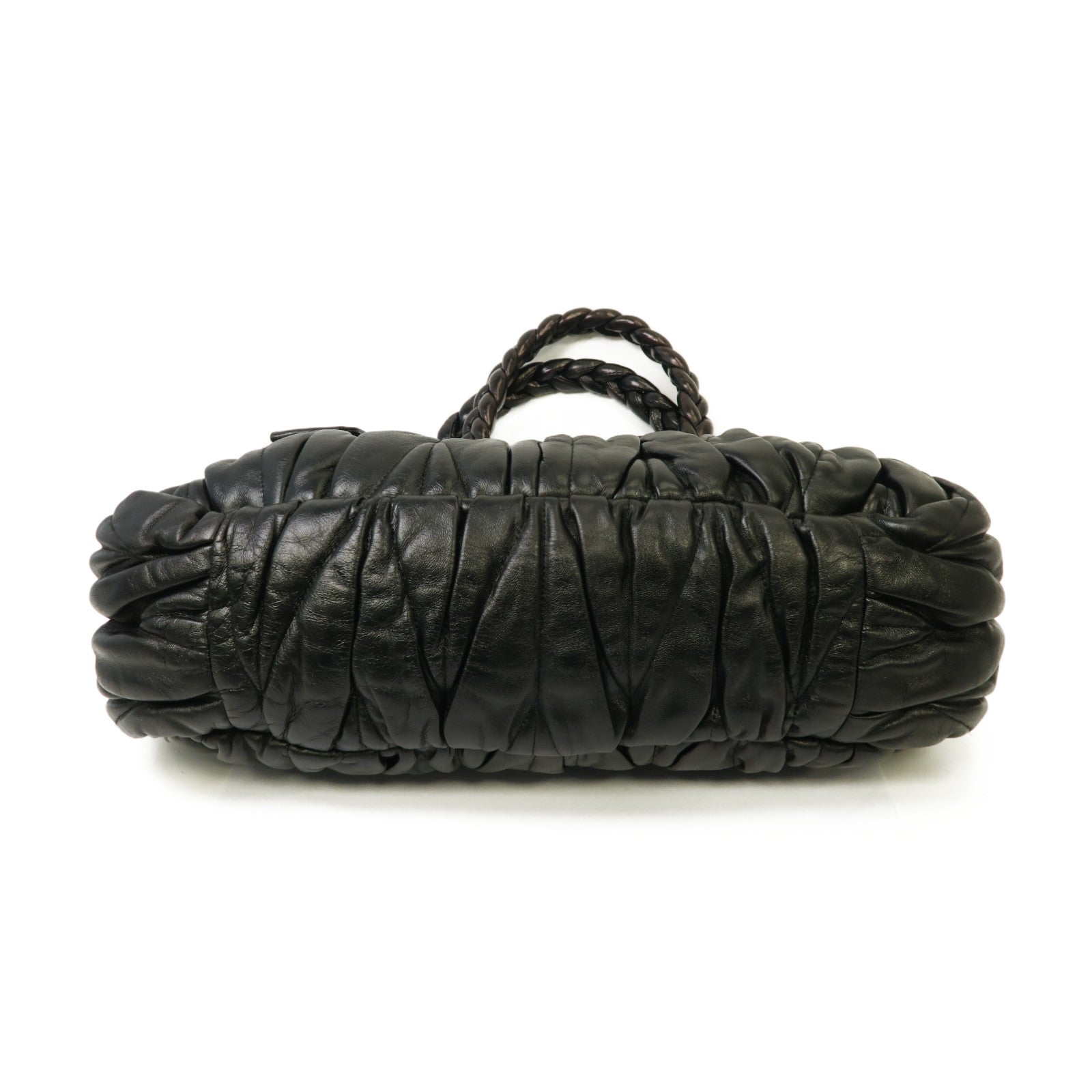 Miu Miu 牛皮皮革Handbag金扣手挽袋黑色