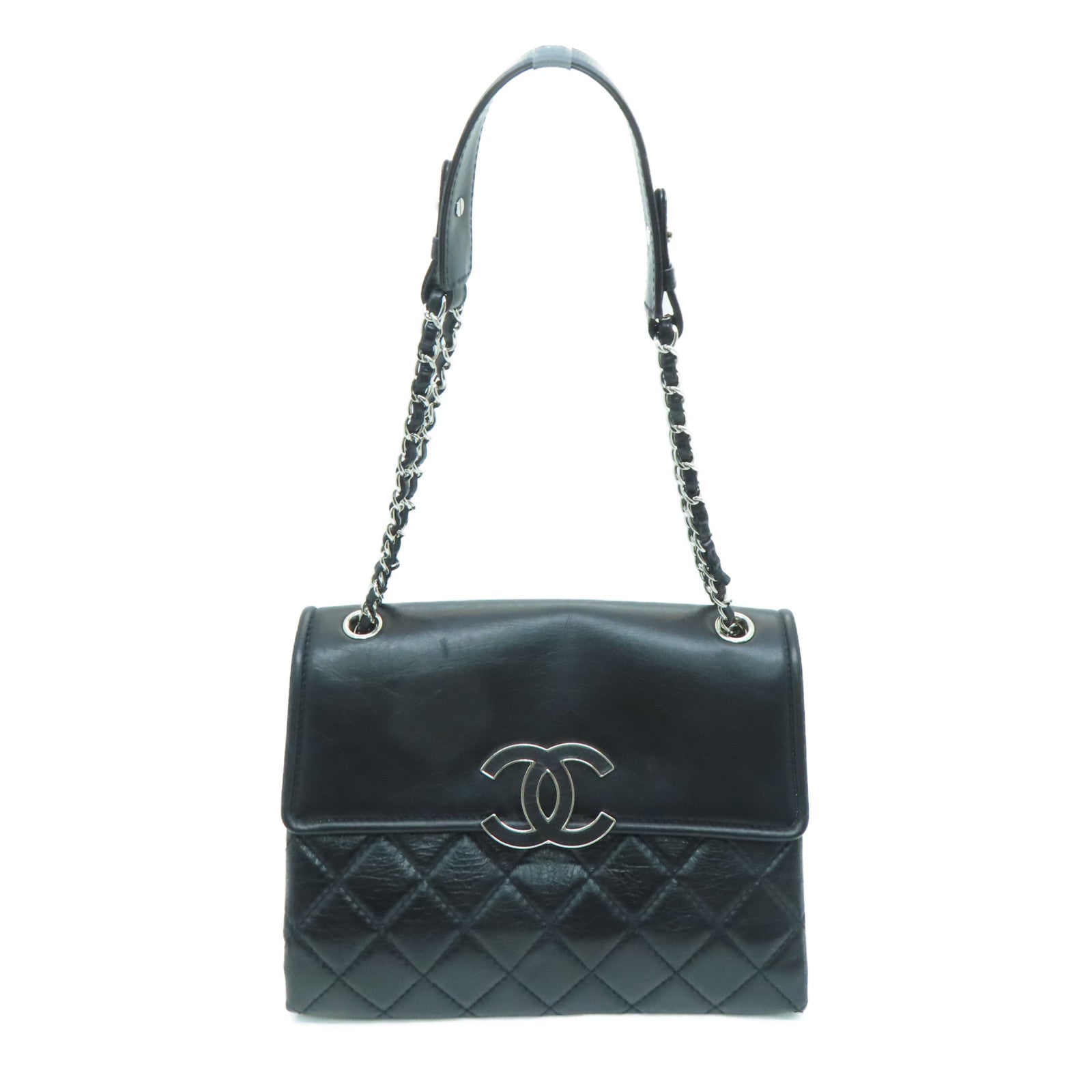CHANEL 【激减优惠】Agedcalf皮革Shoulder Bag肩背袋黑色