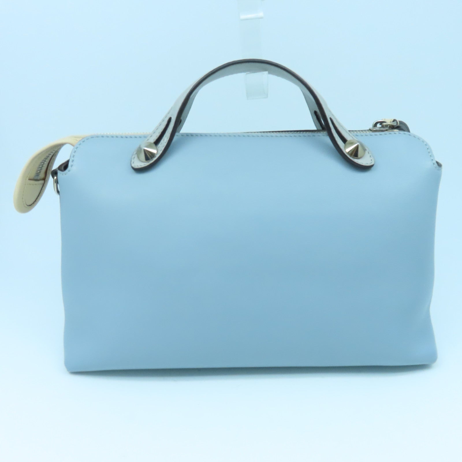 FENDI 牛皮皮革By The Way銀扣手挽肩背兩用袋淺藍色