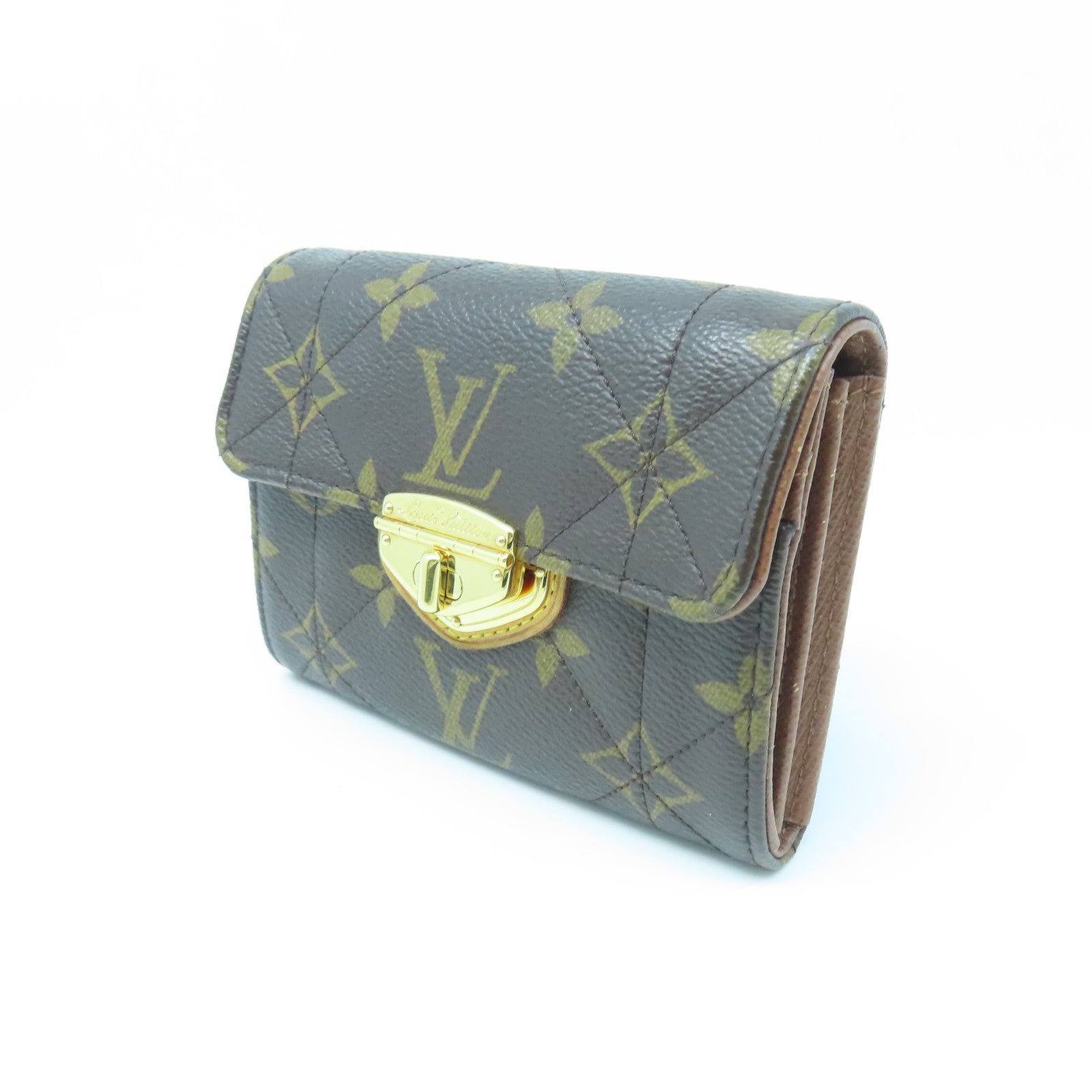 LOUIS VUITTON Monogram Etoile Portefeuille Compact Wallet Gold Buckle Wallet Brown