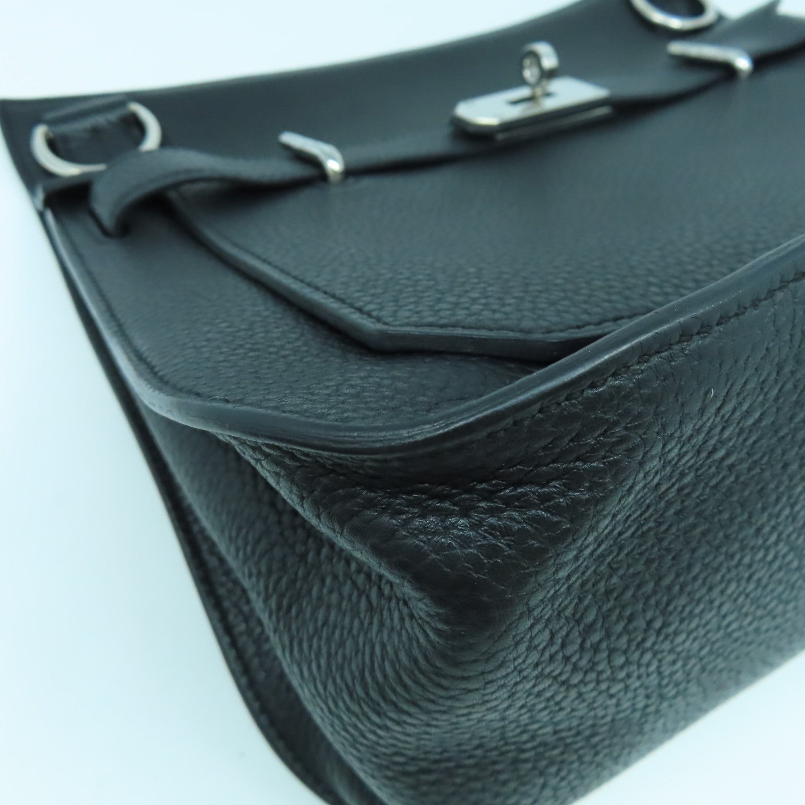 HERMES Clemence皮革Jypsiere 31銀扣肩背袋Noir黑色