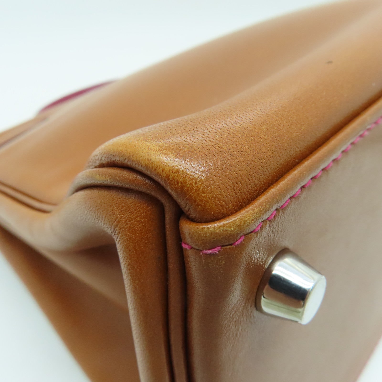 HERMES Tadelakt皮革Kelly 32銀扣手挽袋啡色