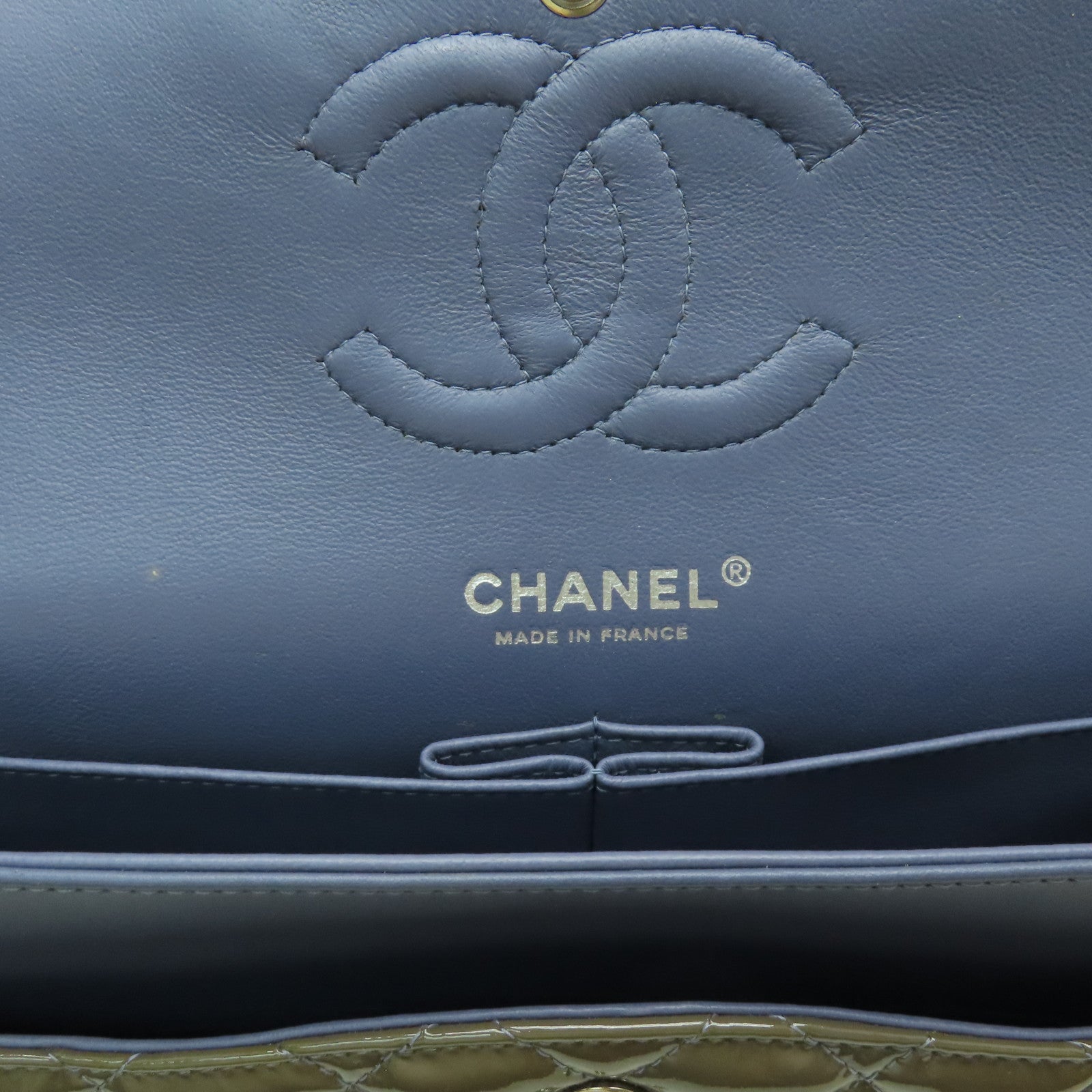 CHANEL 菱格漆皮皮革Chain Shoulder銀扣鏈帶肩背袋啡色