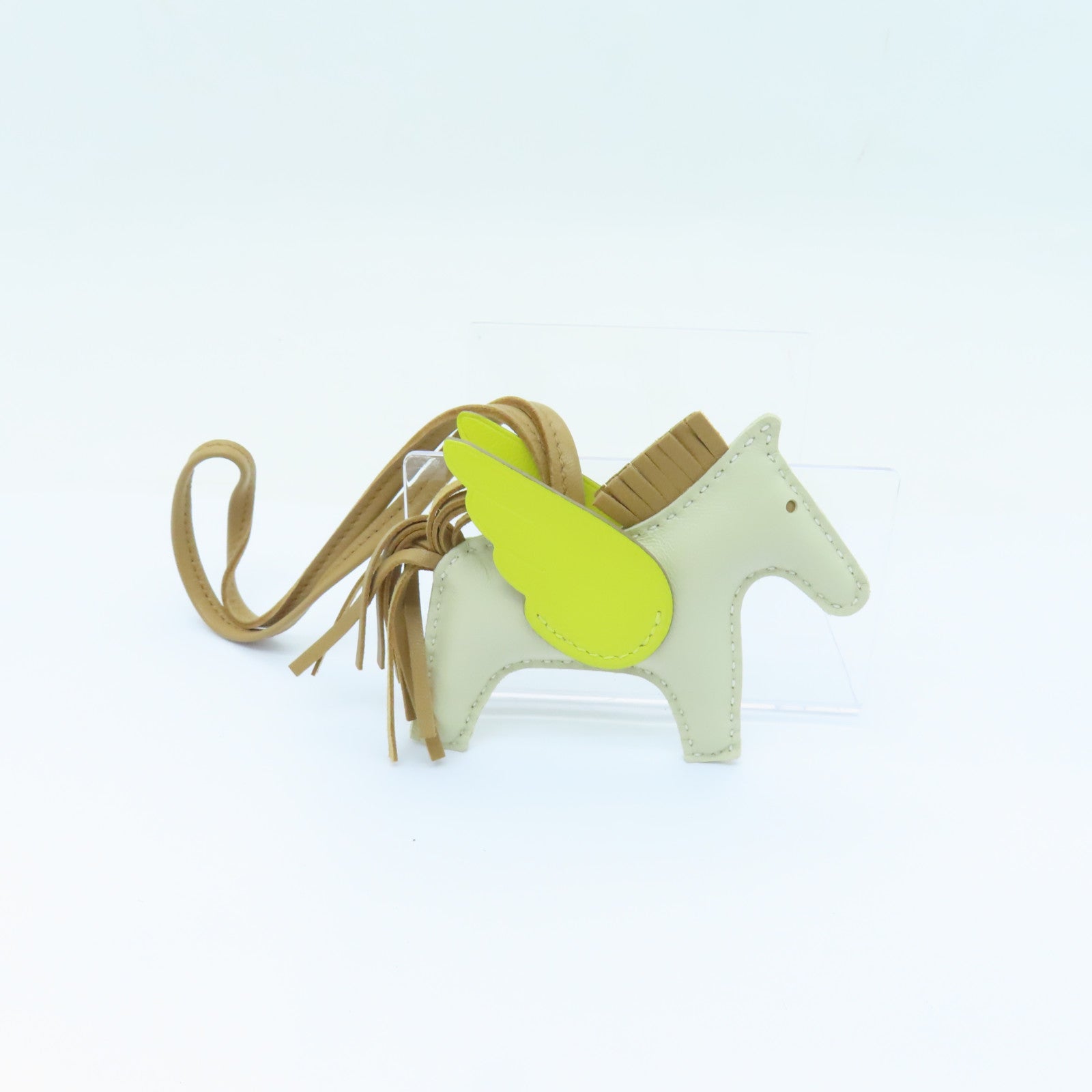 HERMES Swift皮革Pagase Rodeo PM挂饰Nata白色/棕色/黄色