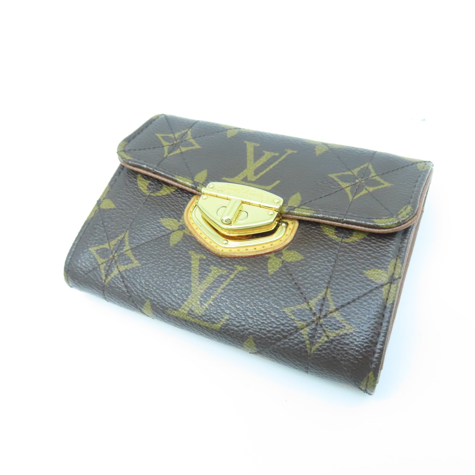 LOUIS VUITTON Monogram Etoile Portefeuille Compact Wallet Gold Buckle Wallet Brown