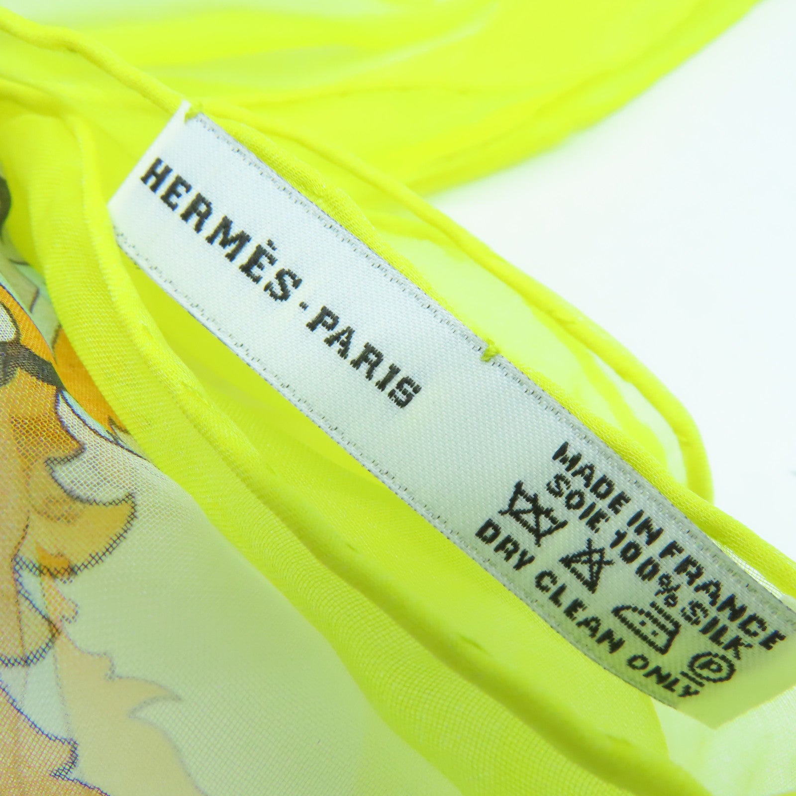 HERMES 絲質Scarf絲巾黃色