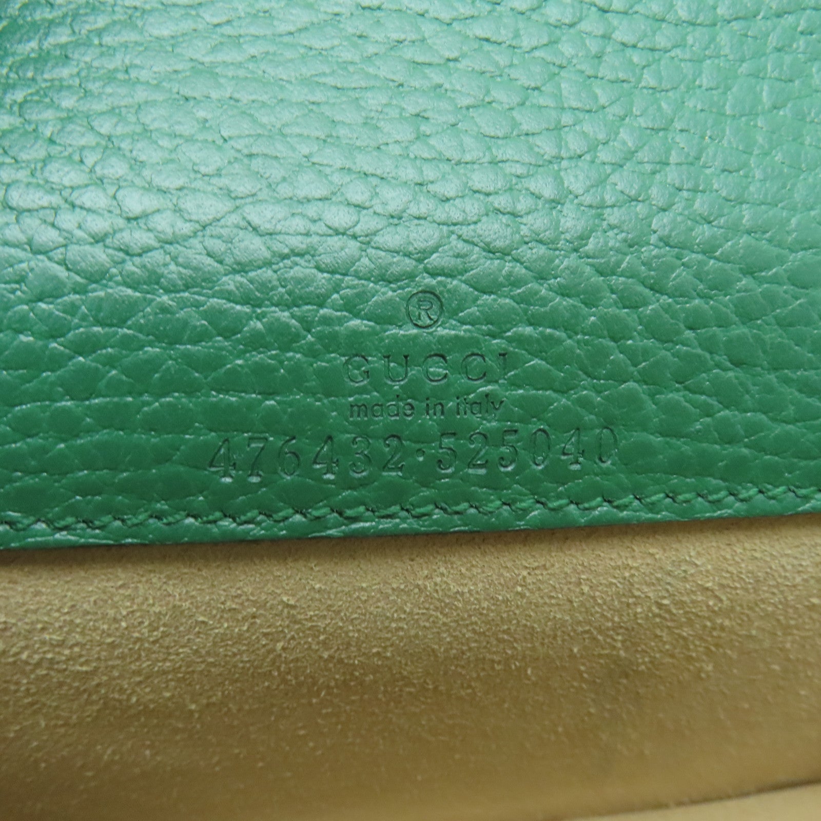 GUCCI 牛皮皮革Dionysus GG Supreme Mini金扣/銀扣鏈帶肩背袋綠色