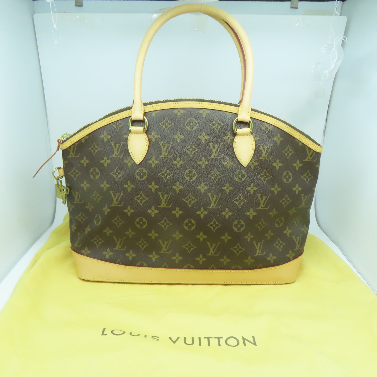 LOUIS VUITTON Monogram Lockit Horizontal金扣肩背袋啡色