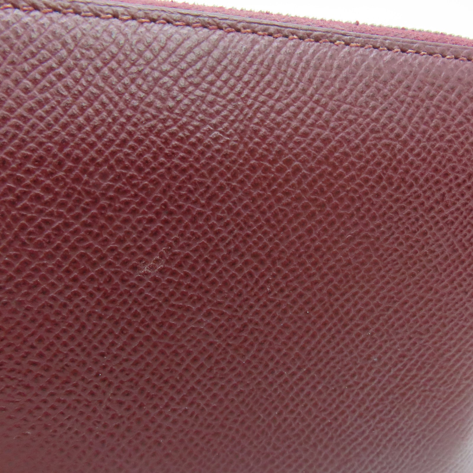 HERMES Epsom leather Silk in compact silver buckle coin purse maroon