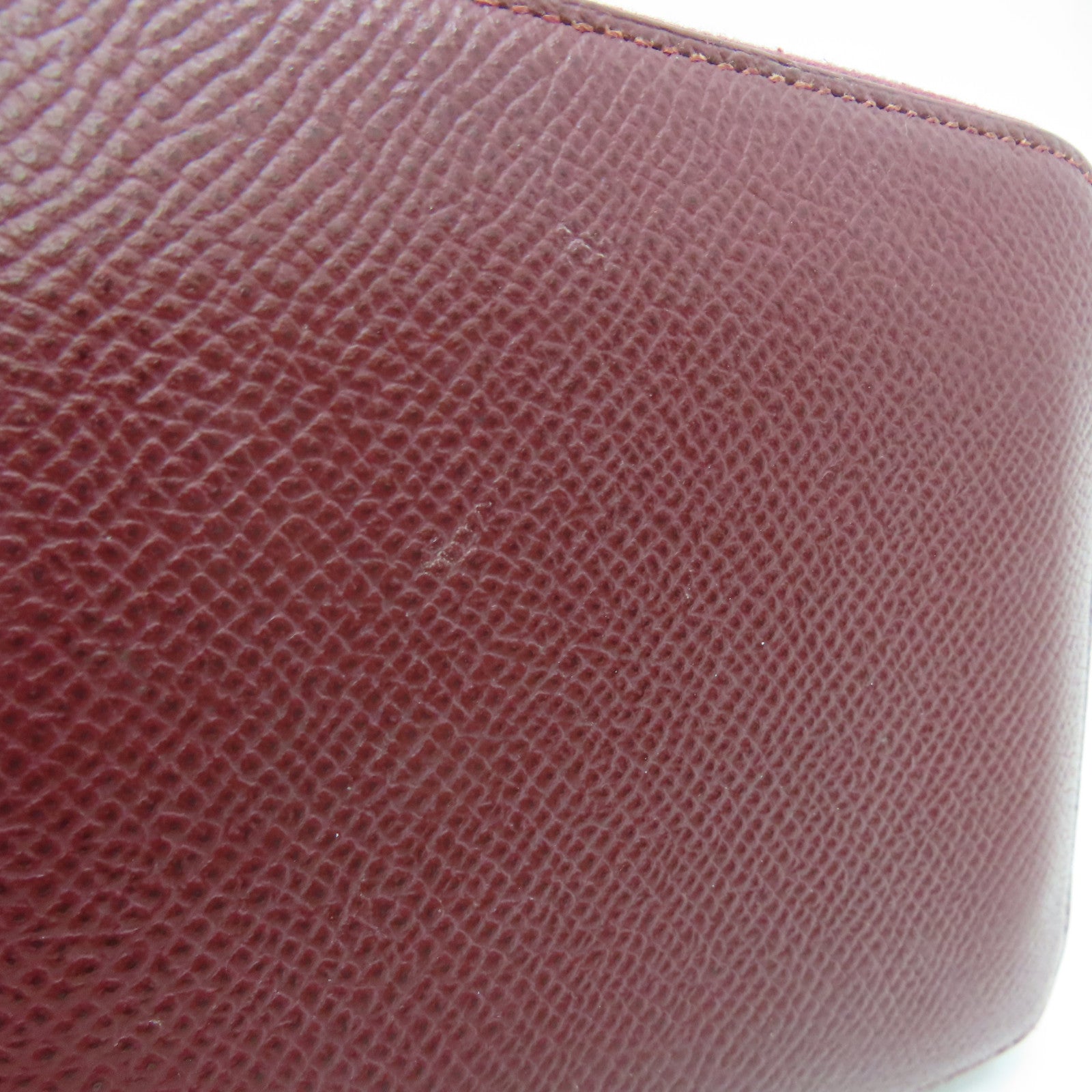 HERMES Epsom leather Silk in compact silver buckle coin purse maroon