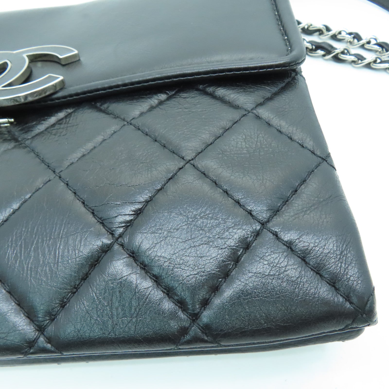 CHANEL 【激减优惠】Agedcalf皮革Shoulder Bag肩背袋黑色