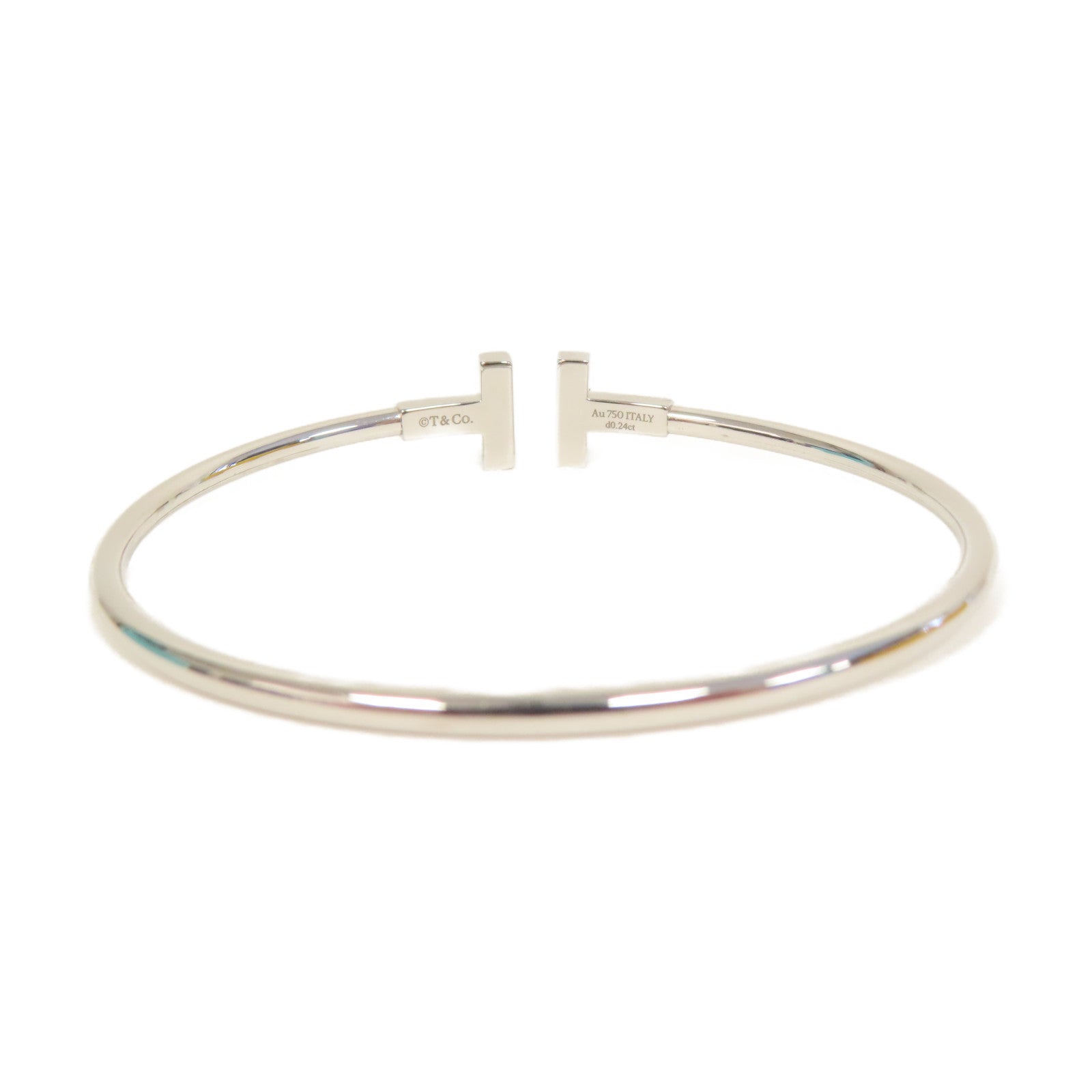 TIFFANY＆CO 18K白金T Wire Bracelet Diamond0.24ct鑽石手鐲#16cm
