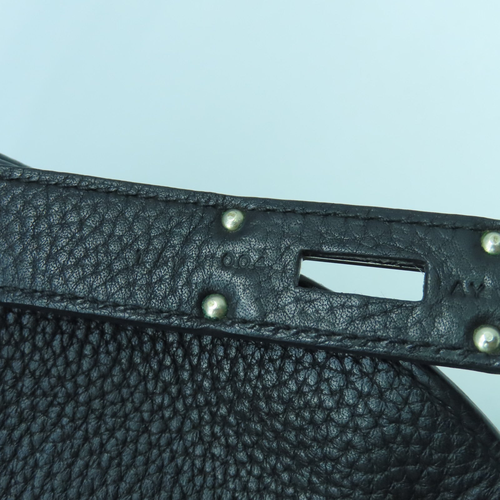HERMES Clemence皮革Jypsiere 31銀扣肩背袋Noir黑色