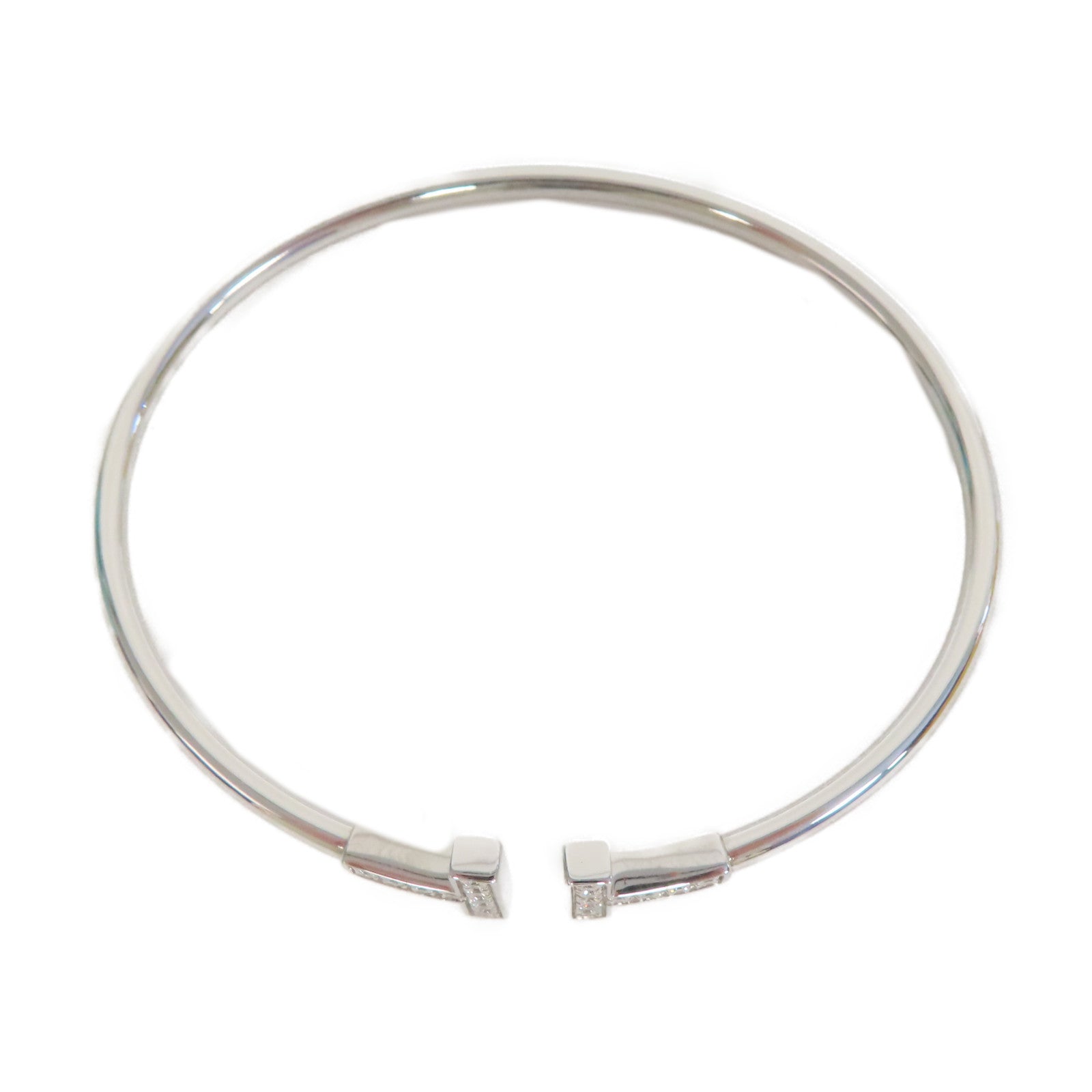 TIFFANY＆CO 18K白金T Wire Bracelet Diamond0.24ct鑽石手鐲#16cm