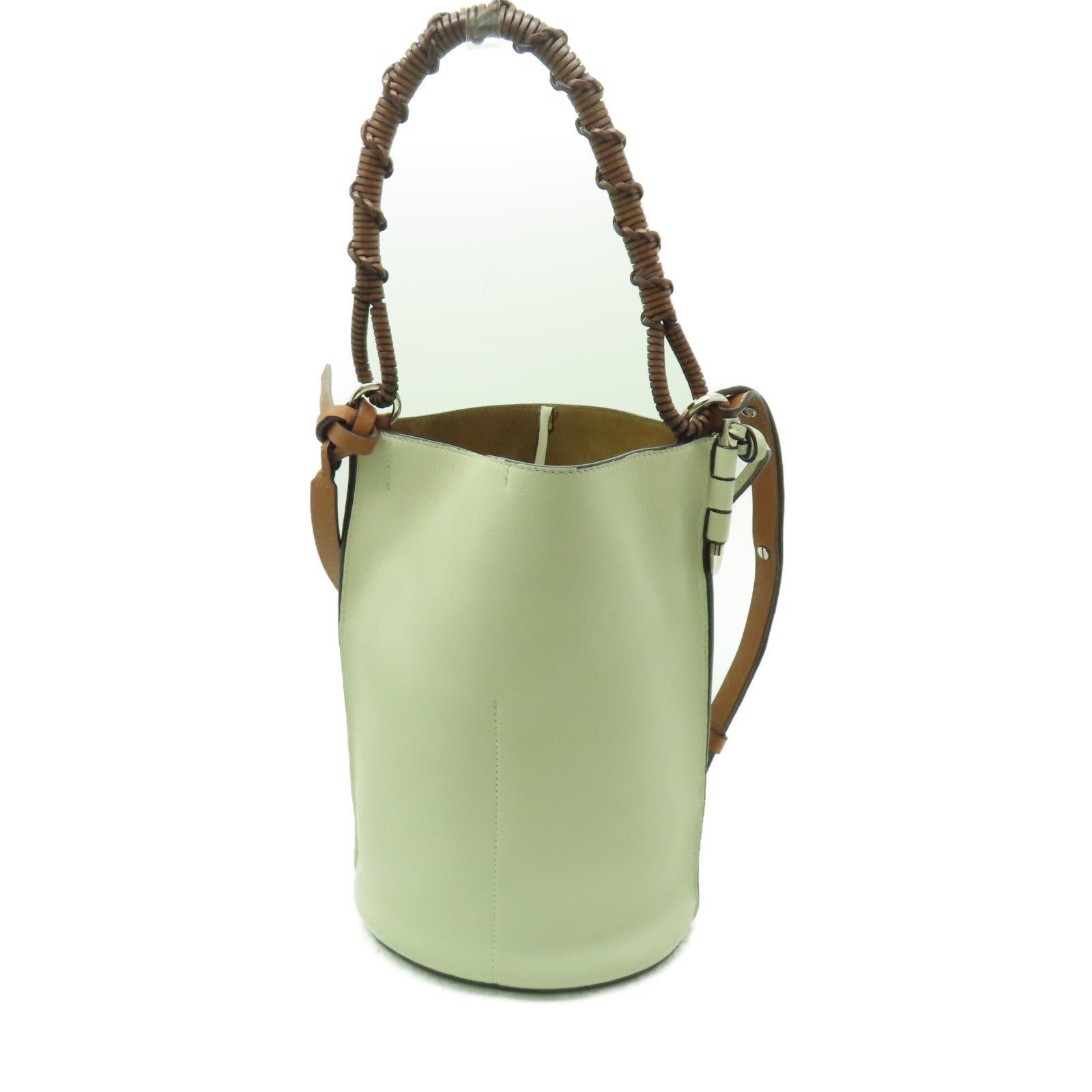 LOEWE 牛皮皮革Shoulder Bag銀扣手挽肩背兩用袋白色
