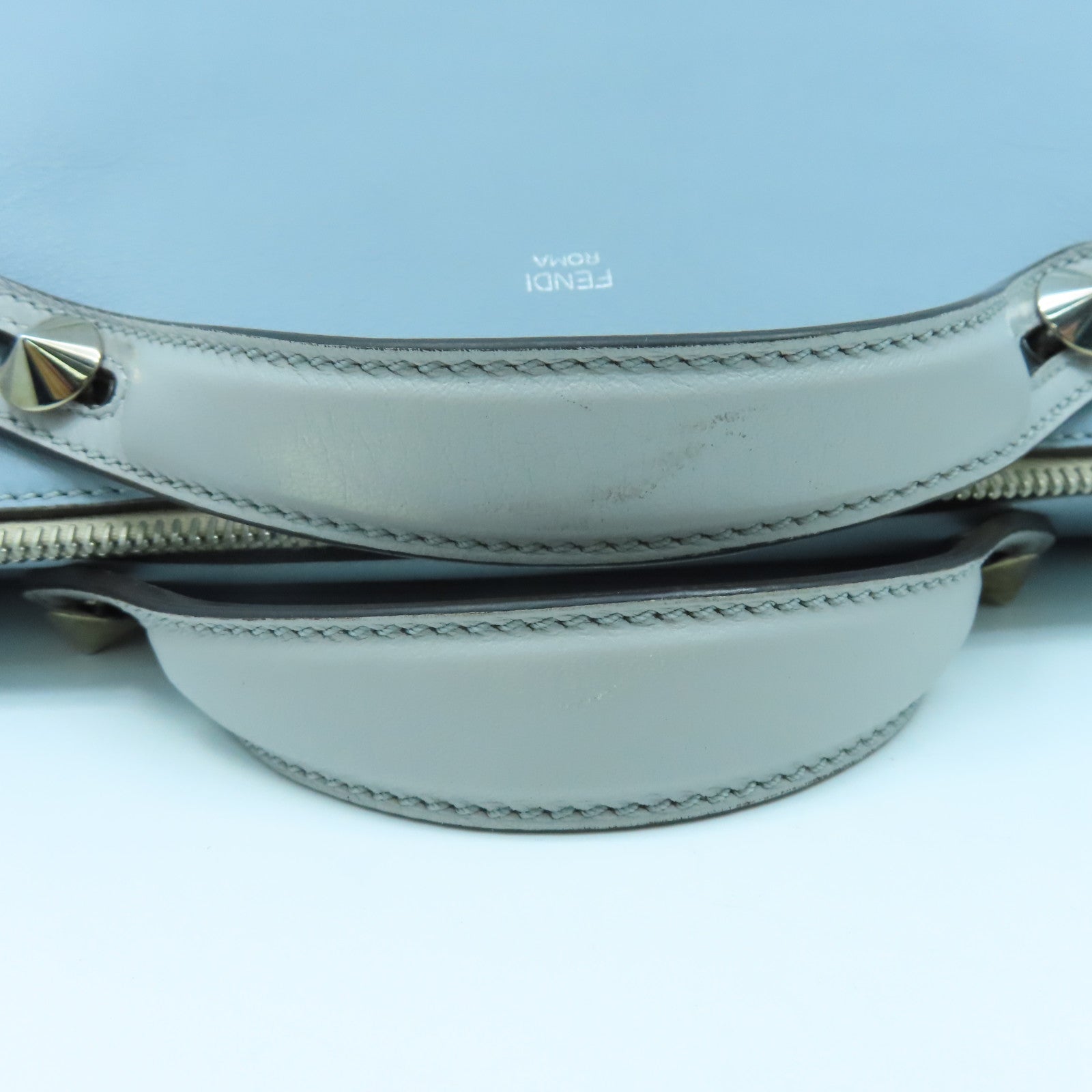 FENDI 牛皮皮革By The Way銀扣手挽肩背兩用袋淺藍色