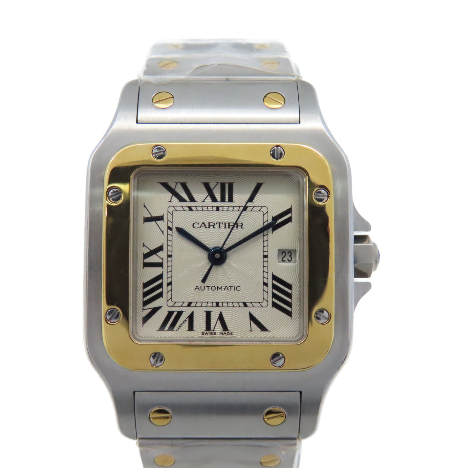 CARTIER Santos Galbee Watch 18K黃金/不鏽鋼自動機芯手錶白色