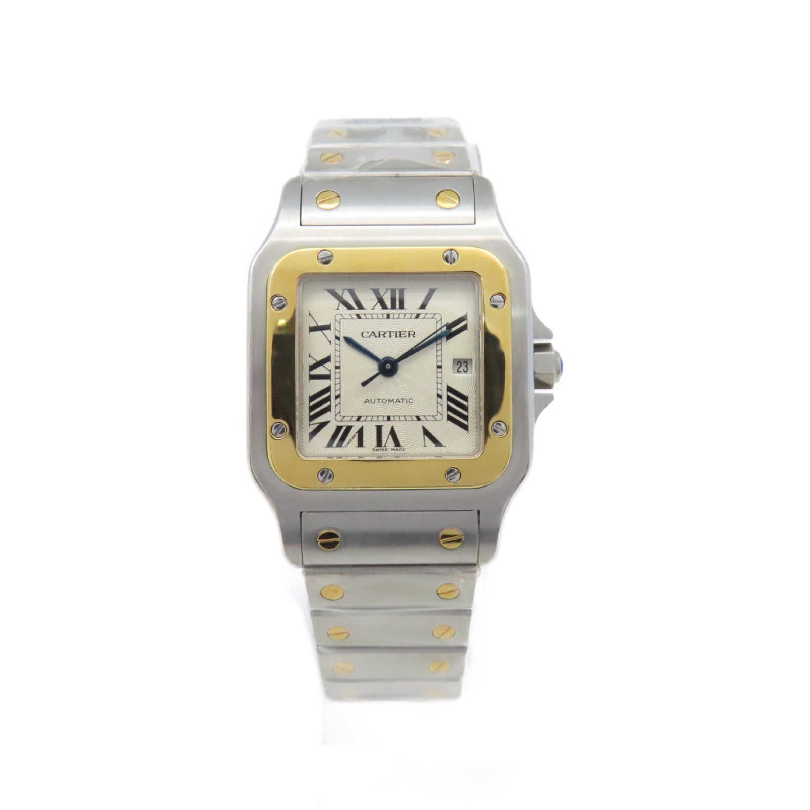 CARTIER Santos Galbee Watch 18K黃金/不鏽鋼自動機芯手錶白色