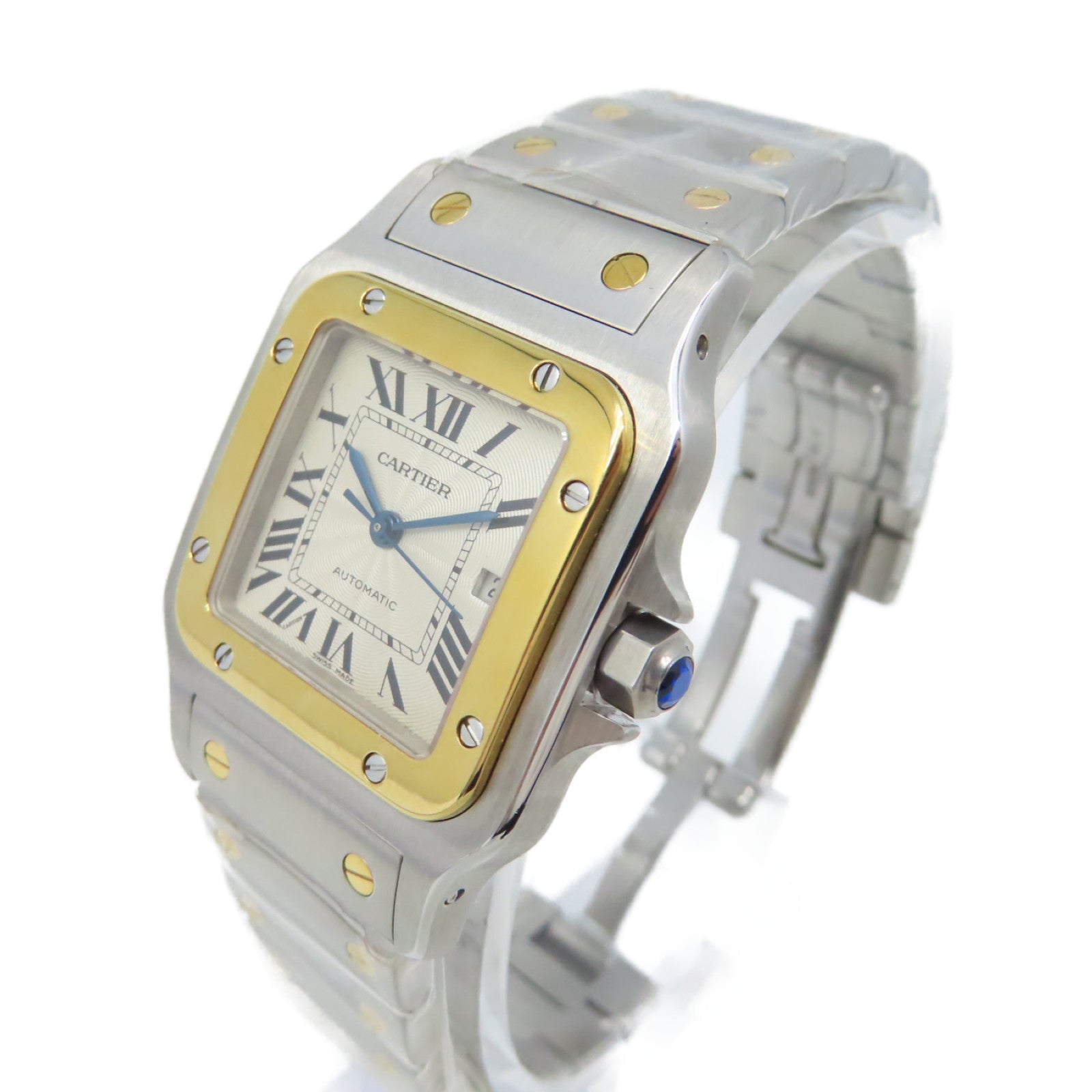 CARTIER Santos Galbee Watch 18K黃金/不鏽鋼自動機芯手錶白色
