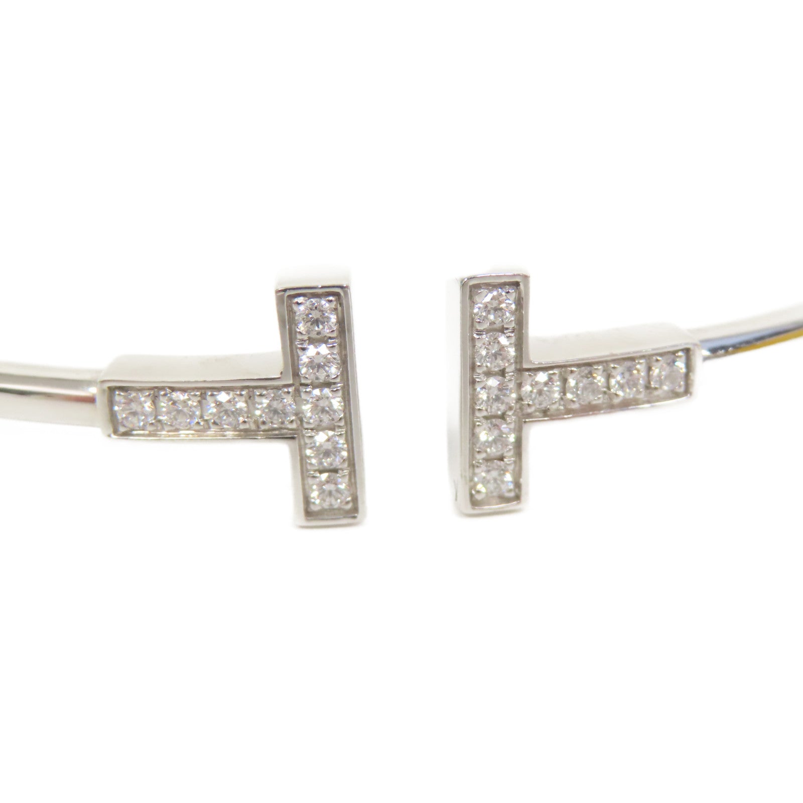 TIFFANY＆CO 18K白金T Wire Bracelet Diamond0.24ct鑽石手鐲#16cm