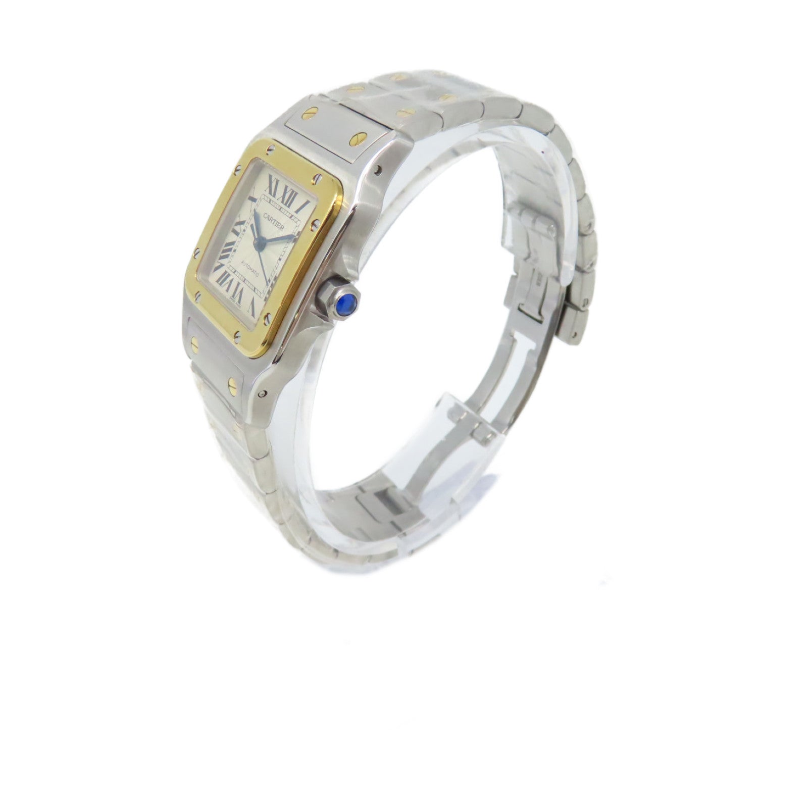 CARTIER Santos Galbee Watch 18K黃金/不鏽鋼自動機芯手錶白色