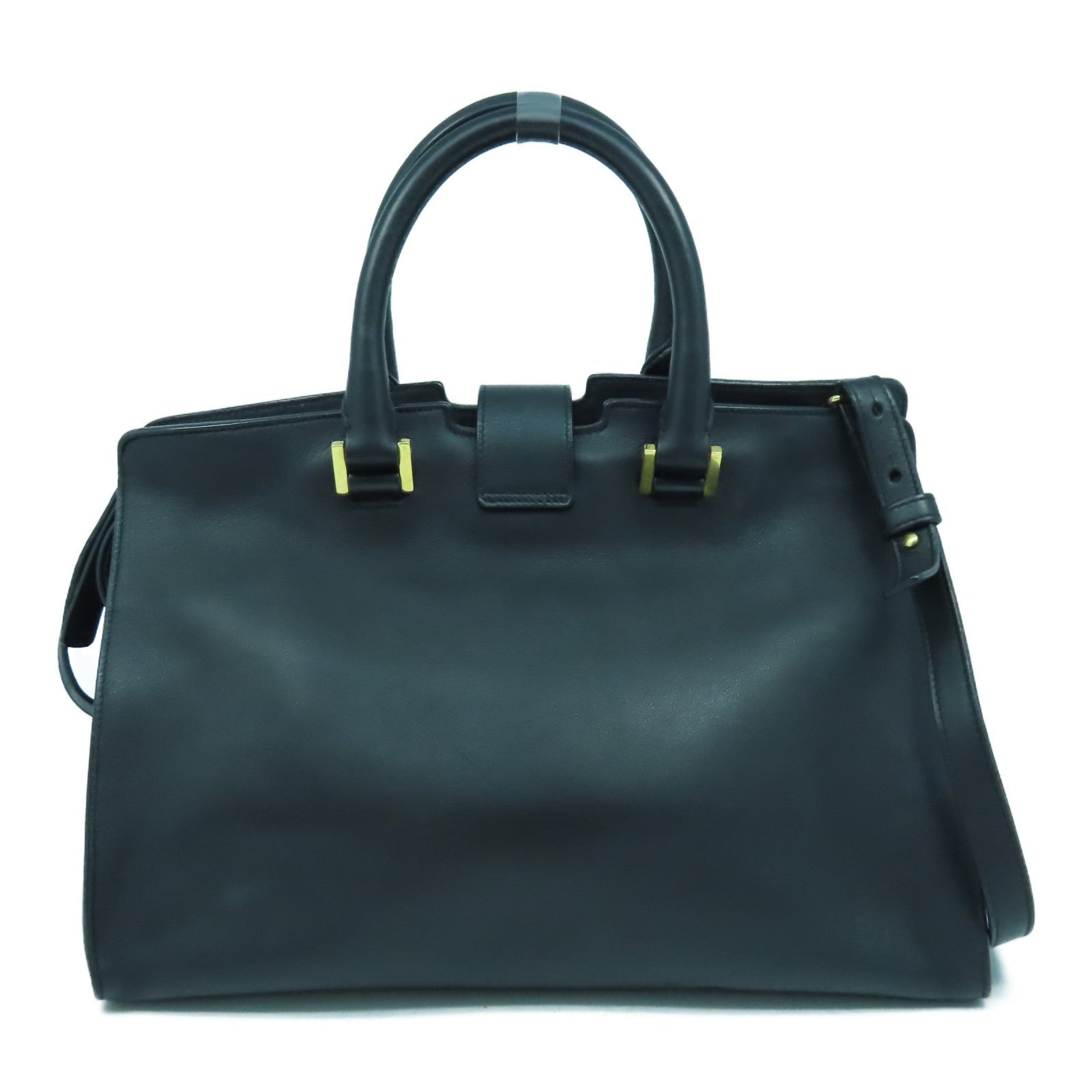 YVES SAINT LAURENT 牛皮皮革2 Way Shoulder Bag金扣手挽肩背兩用袋黑色