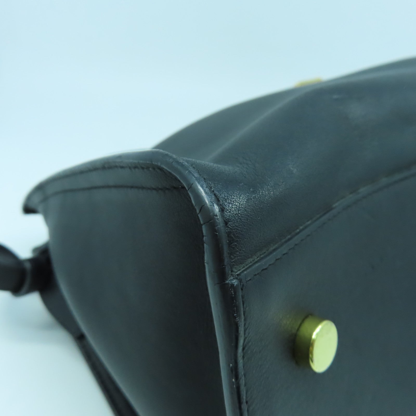 YVES SAINT LAURENT 牛皮皮革2 Way Shoulder Bag金扣手挽肩背兩用袋黑色