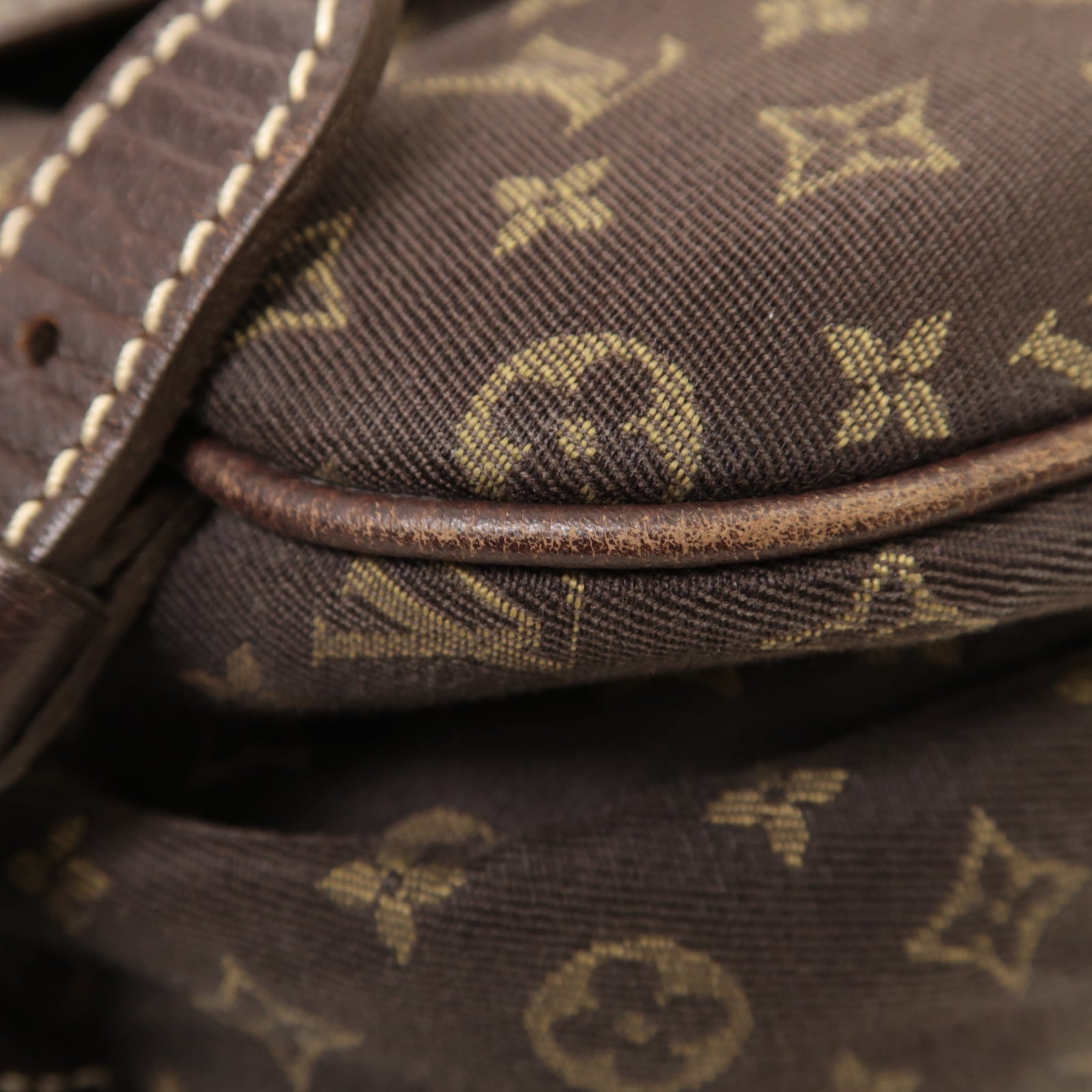 LOUIS VUITTON Monogram Mini Lin Saumur 30金扣肩背袋啡色