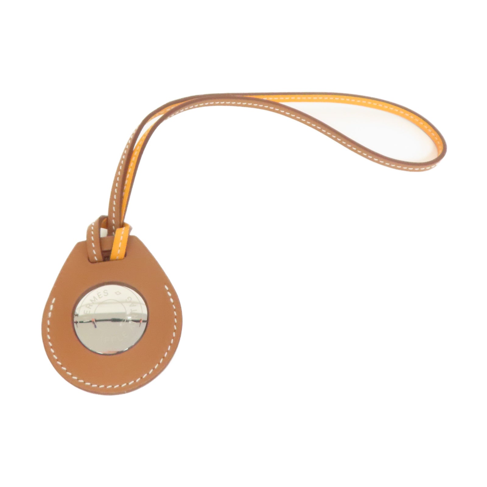 HERMES Veau Swift皮革Apple Air Tag Bicolor Bag Charm保護套金色/經典駝色