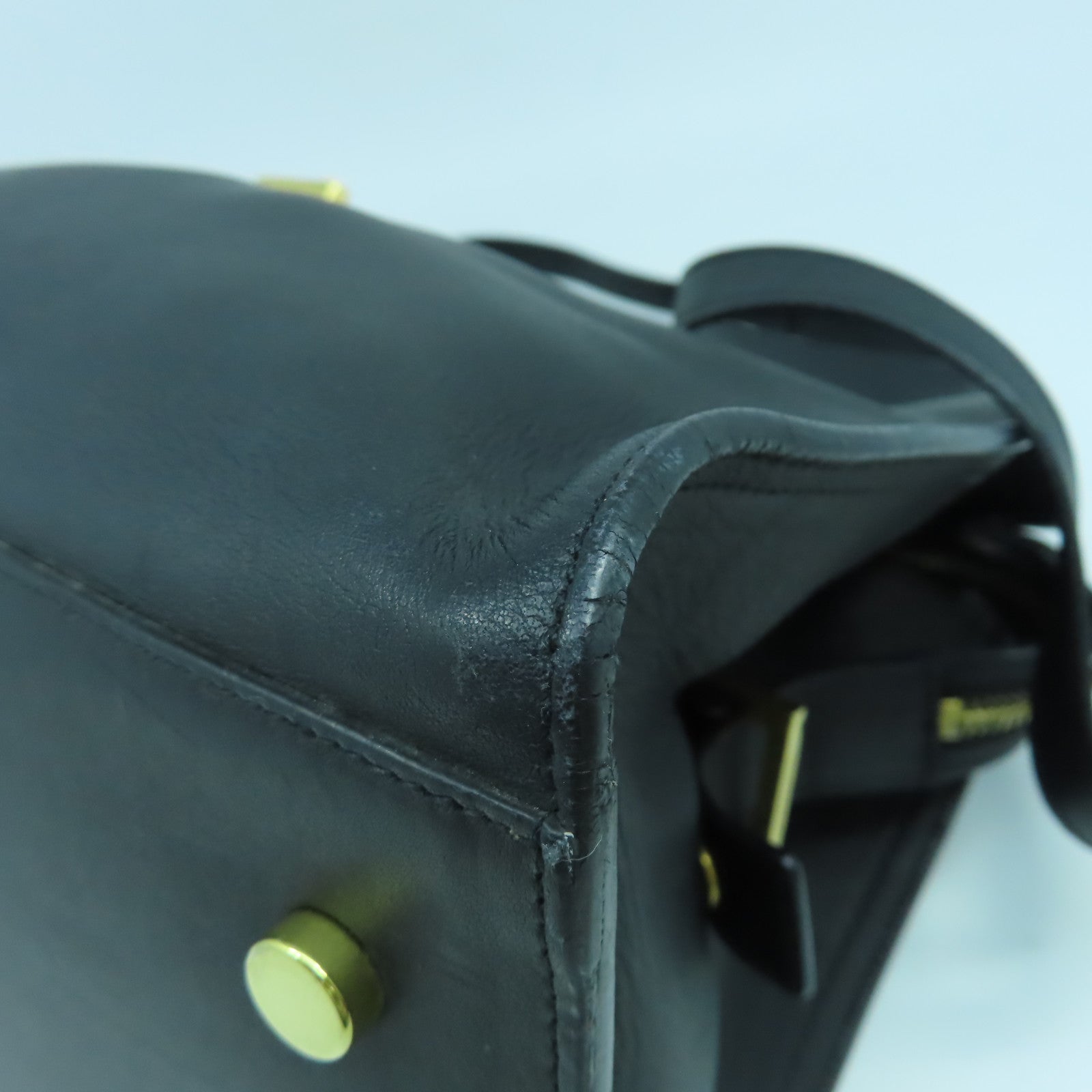 YVES SAINT LAURENT 牛皮皮革2 Way Shoulder Bag金扣手挽肩背兩用袋黑色