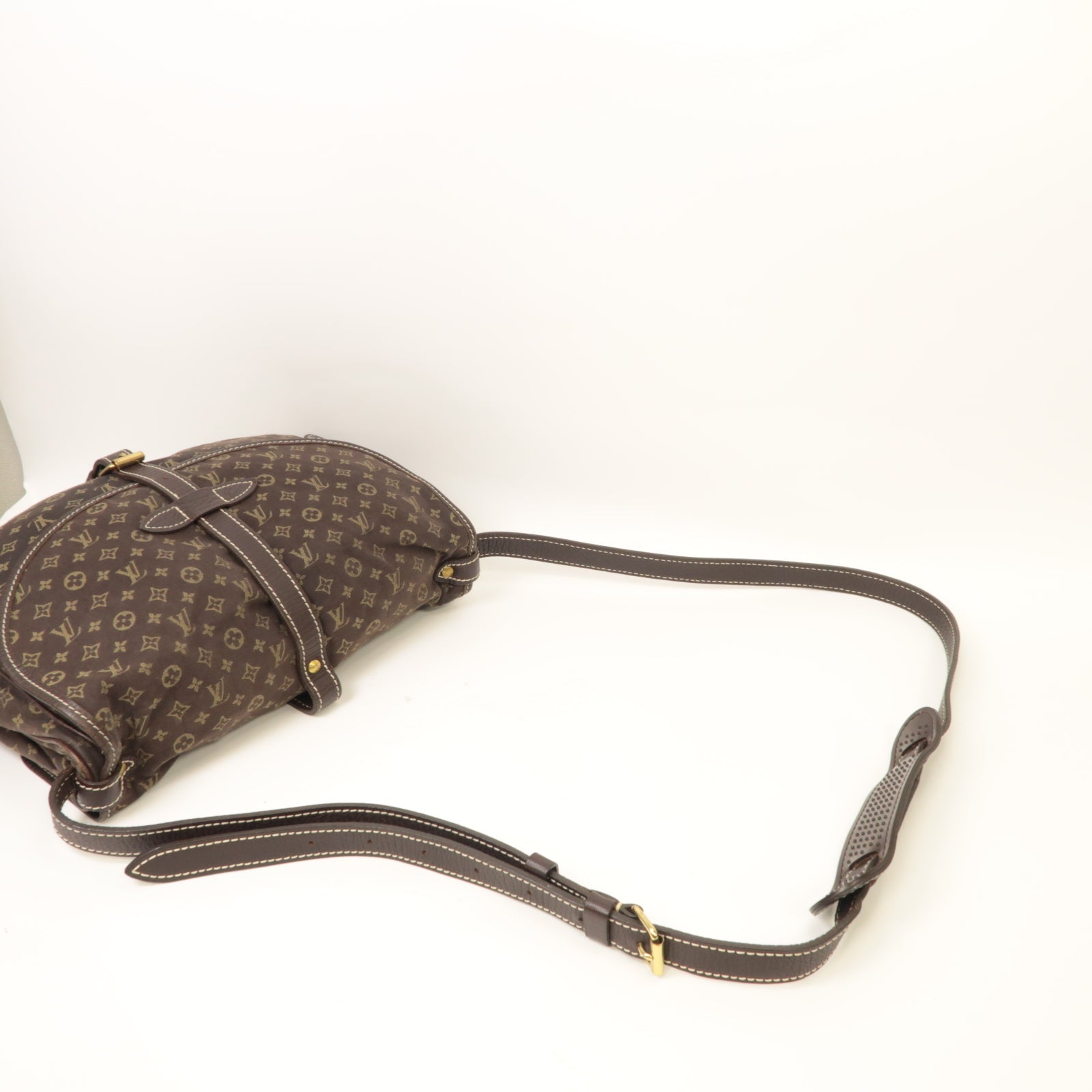 LOUIS VUITTON Monogram Mini Lin Saumur 30金扣肩背袋啡色