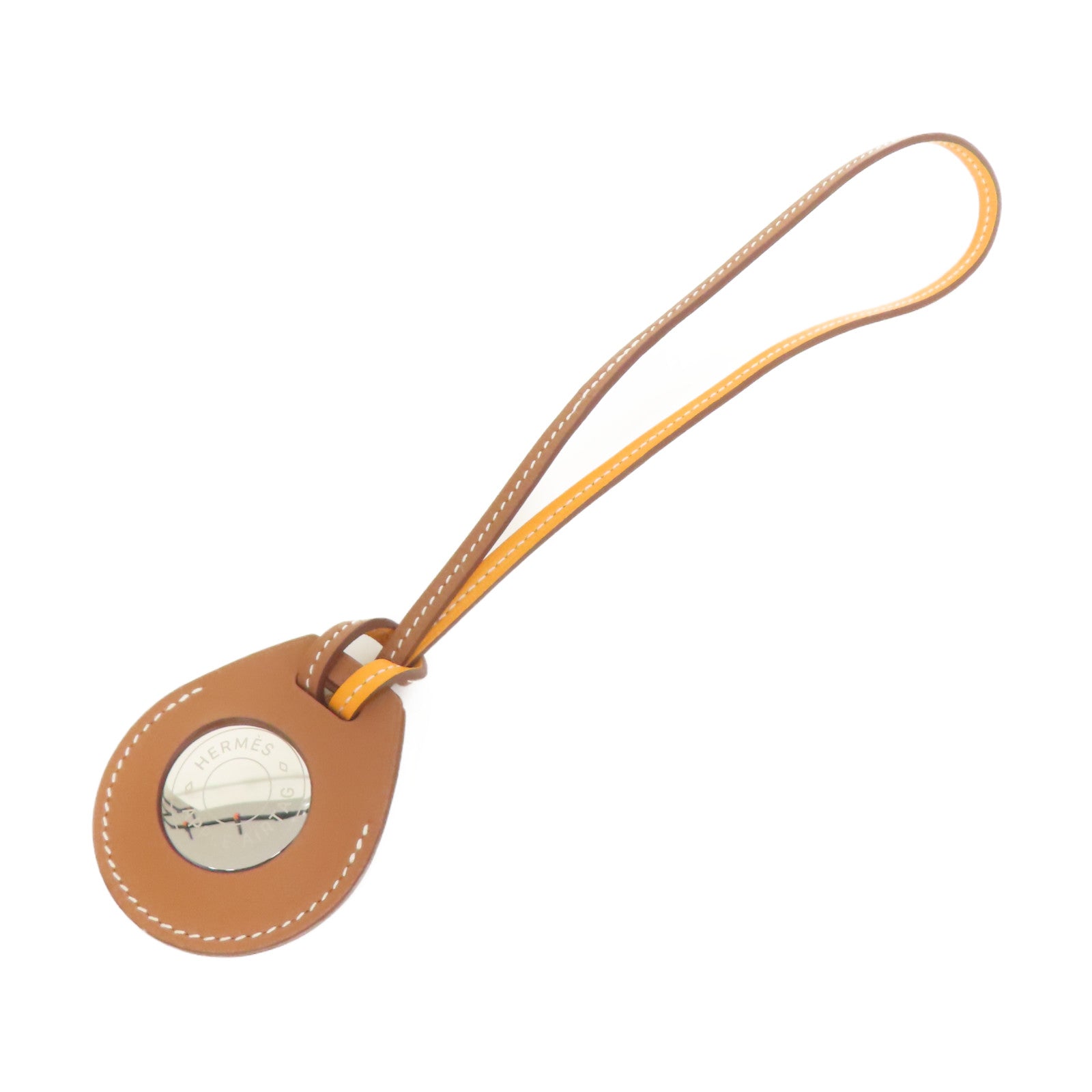HERMES Veau Swift皮革Apple Air Tag Bicolor Bag Charm保護套金色/經典駝色