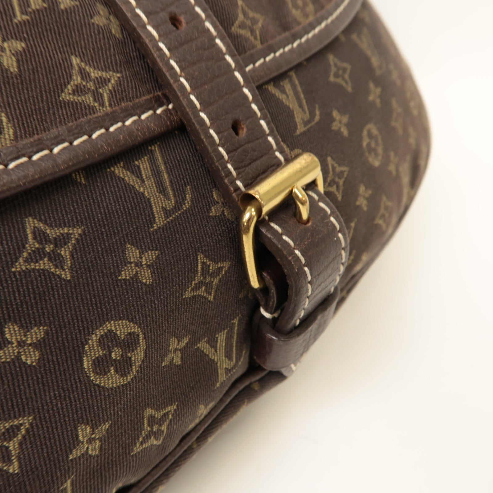 LOUIS VUITTON Monogram Mini Lin Saumur 30金扣肩背袋啡色