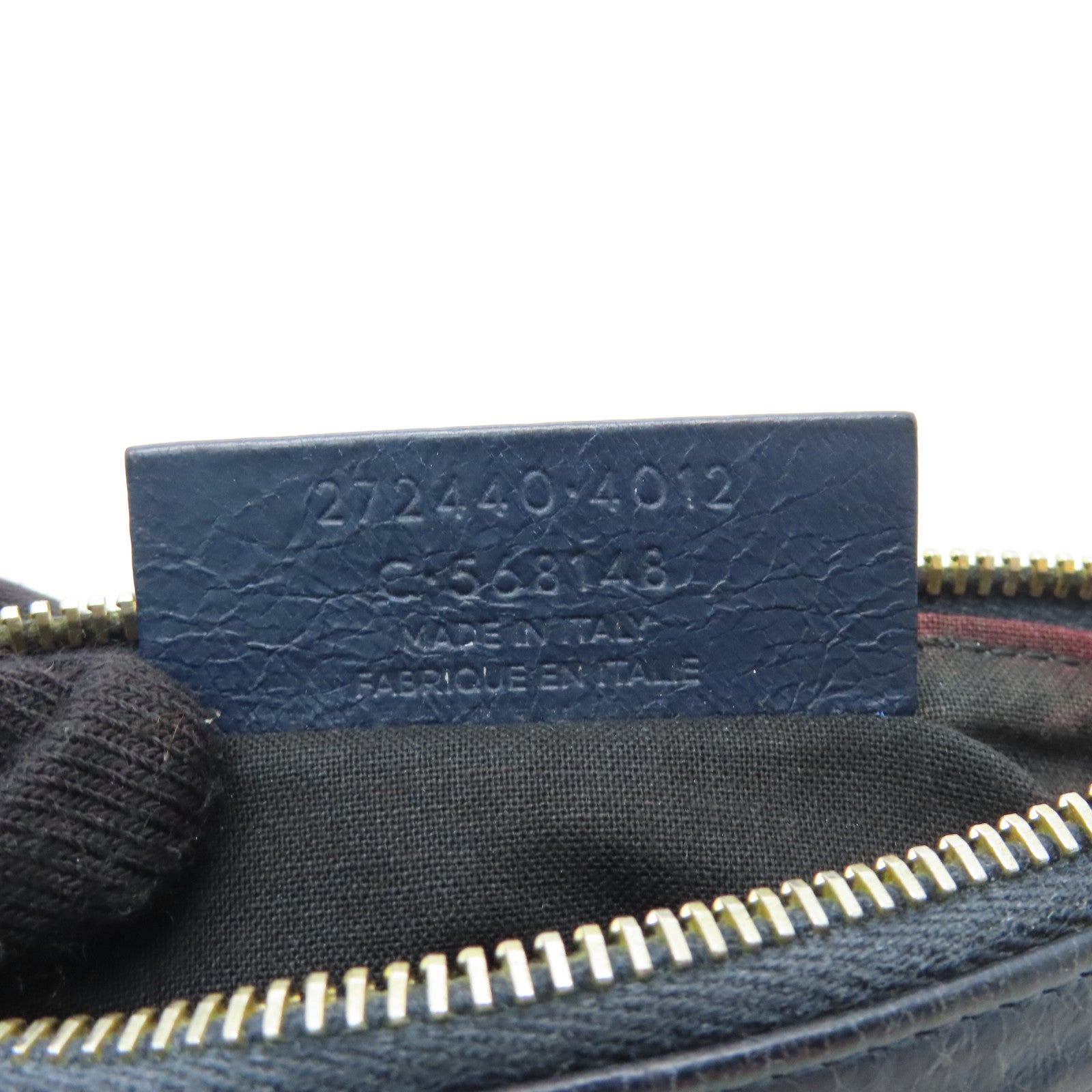 BALENCIAGA Sheepskin Leather Card Case Gold Buckle Blue