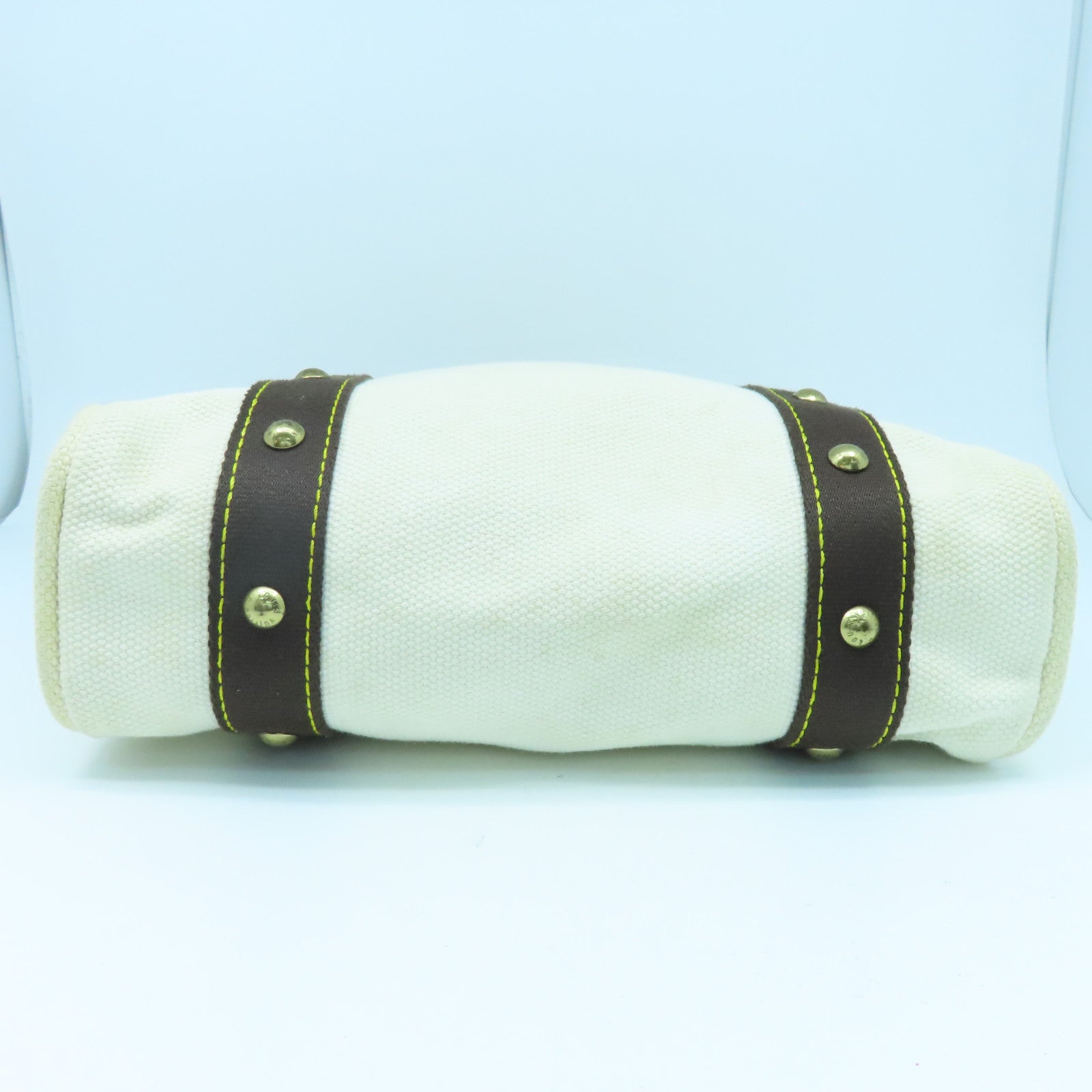 LOUIS VUITTON Antigua Cabas MM金扣手挽袋白色啡色