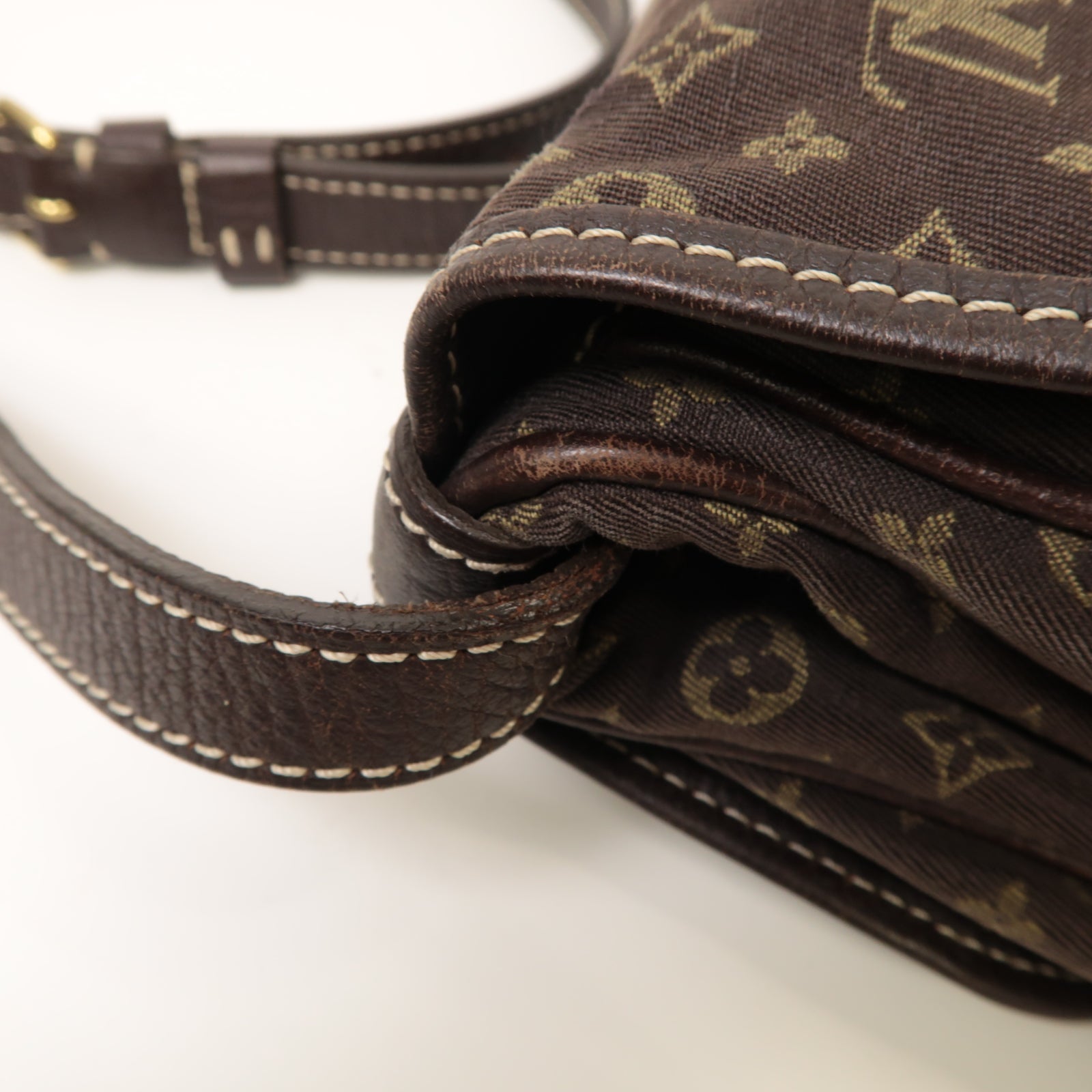 LOUIS VUITTON Monogram Mini Lin Saumur 30金扣肩背袋啡色
