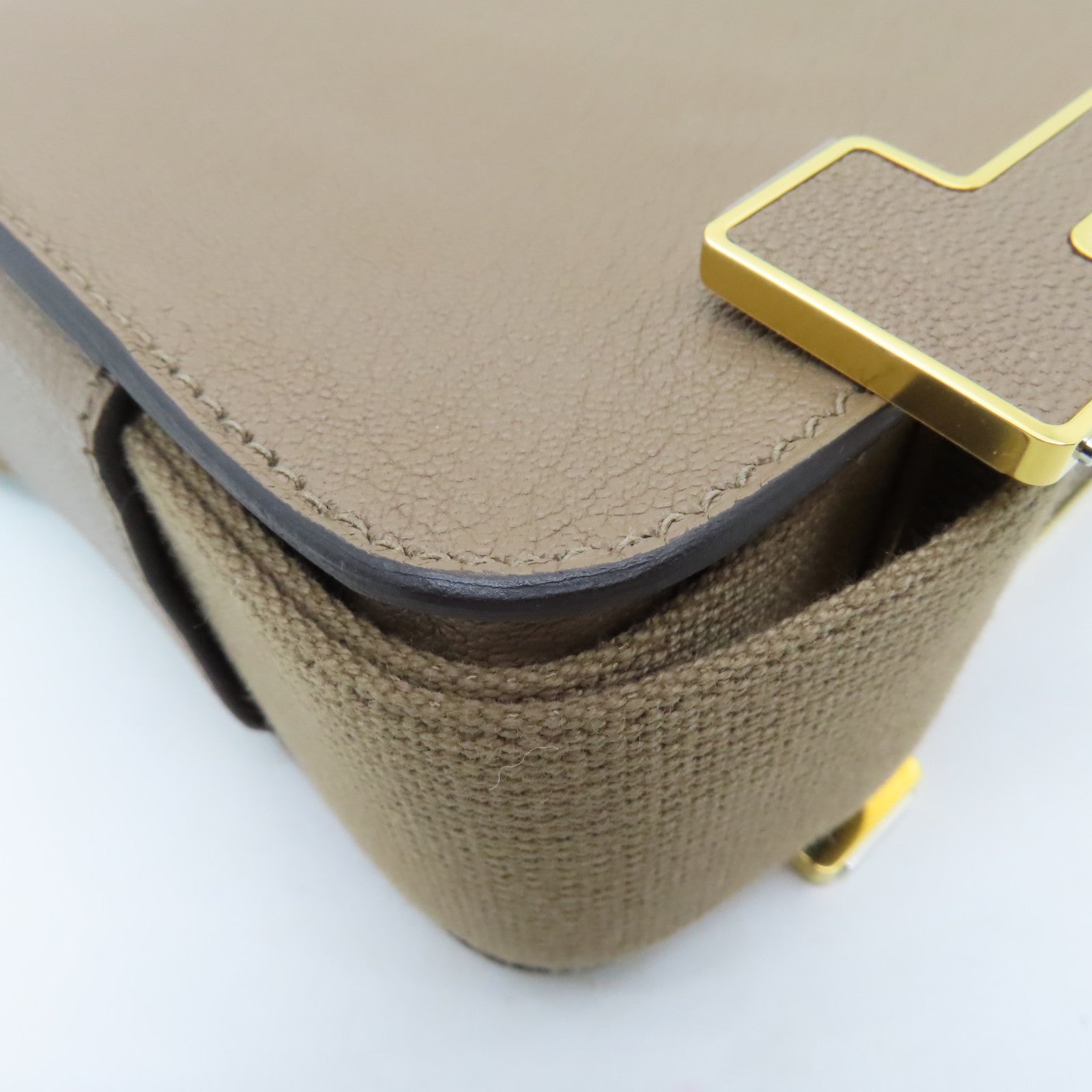 HERMES Chevre皮革Geta金扣肩背袋大象灰