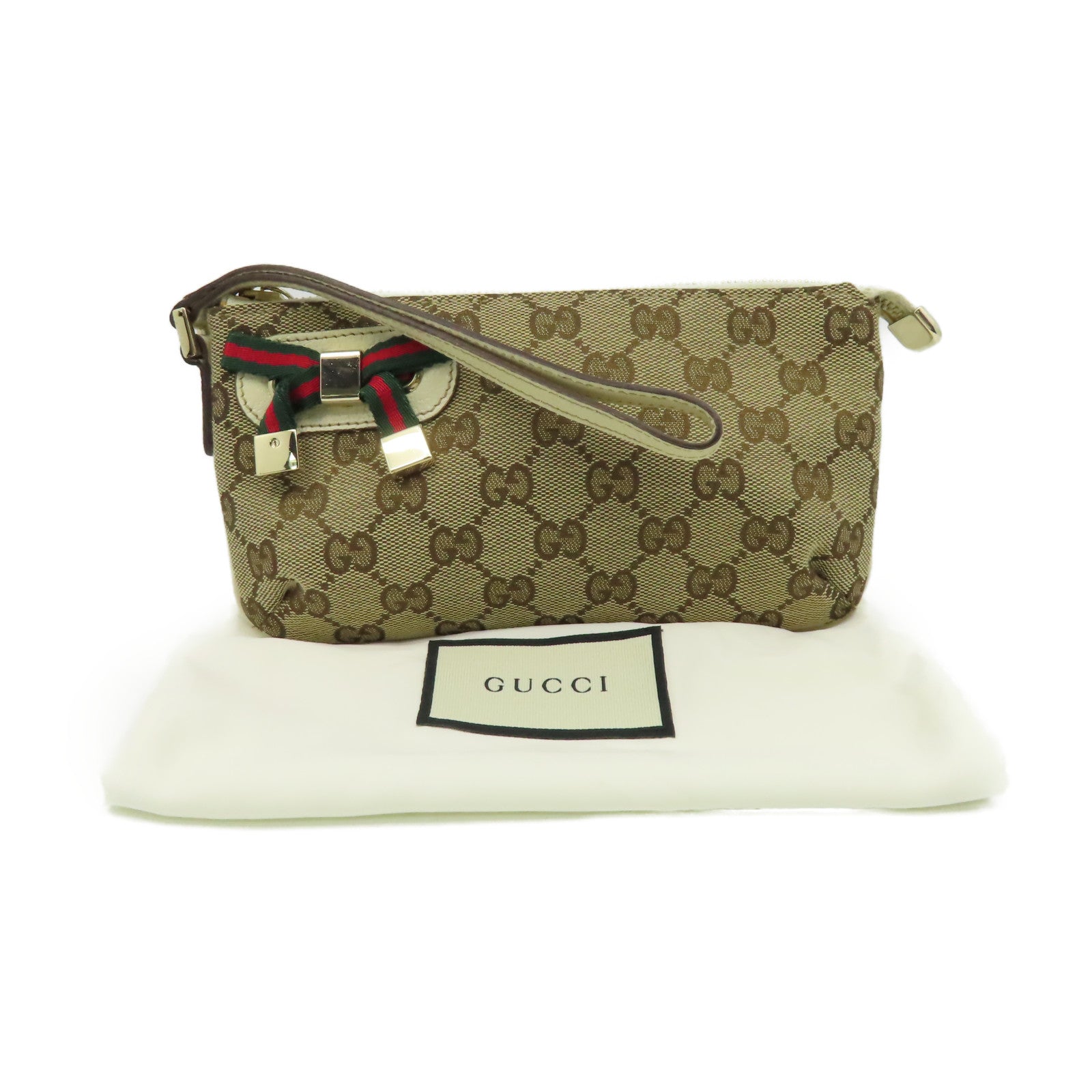 GUCCI 【激減優惠】GG帆布Pouch手拿包啡色/米白色